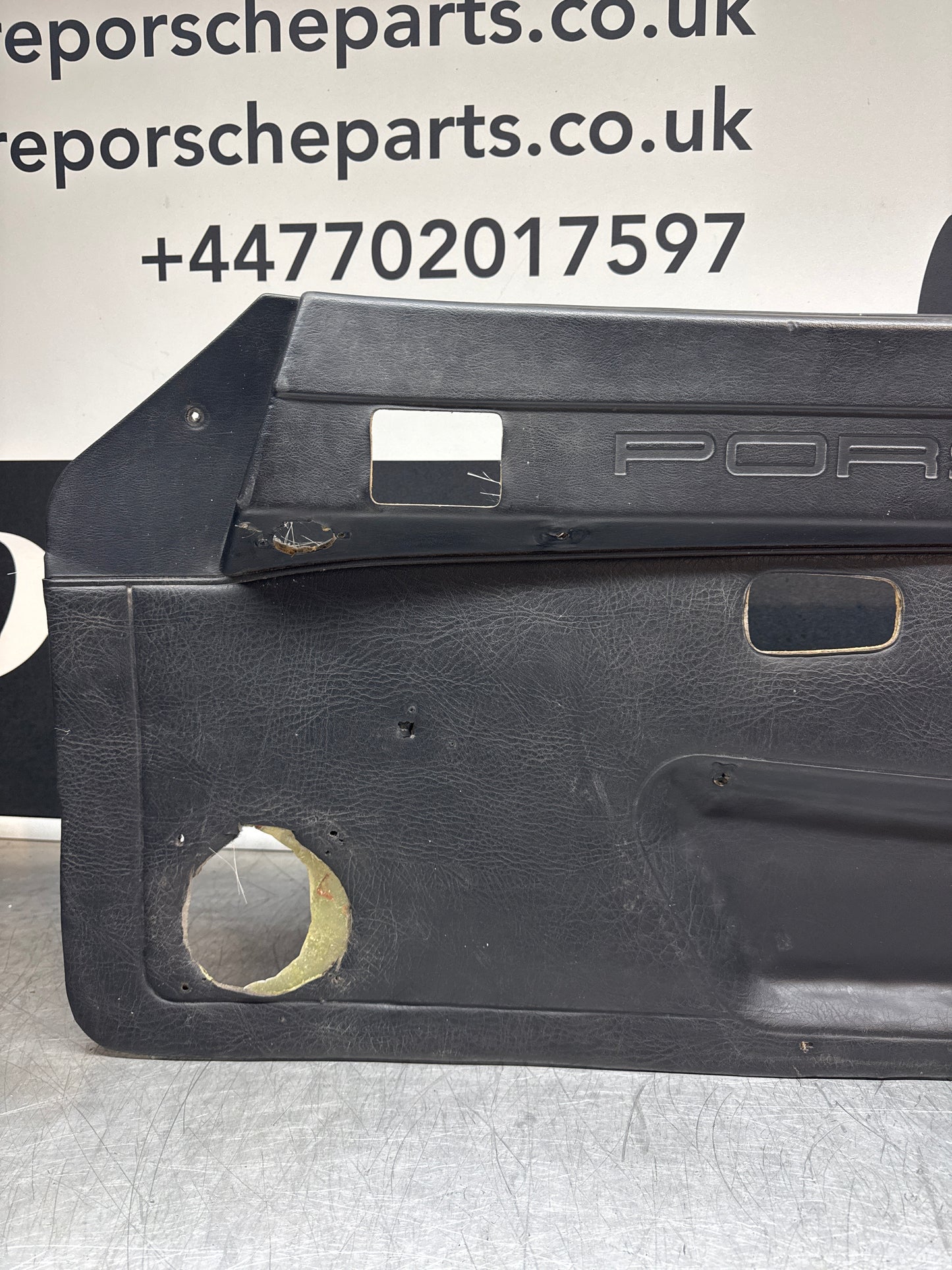 Porsche 924/944 early Porsche scripted door card used right side, Rhd, Fibreglass repaired 478867012