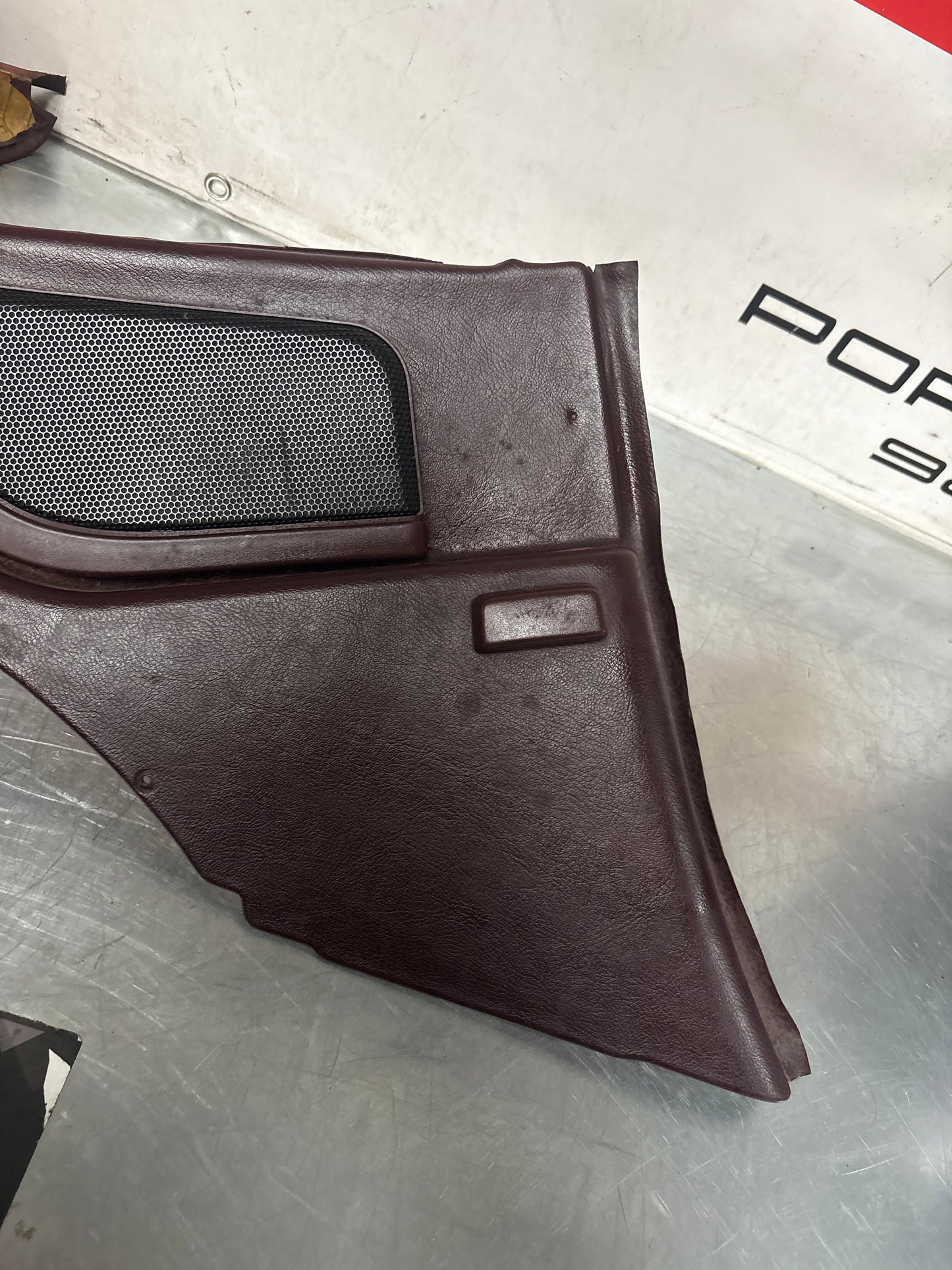 Porsche 944 Turbo S2 Burgundy rear interior C Post trims/cards with M490 sound package, used 94455502113 / 94455502213