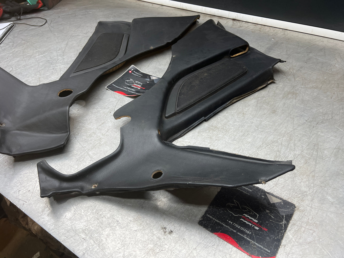 Porsche 944 Turbo S2 Black rear interior C Post trims/cards with M490 sound package, used 94455502113 / 94455502213