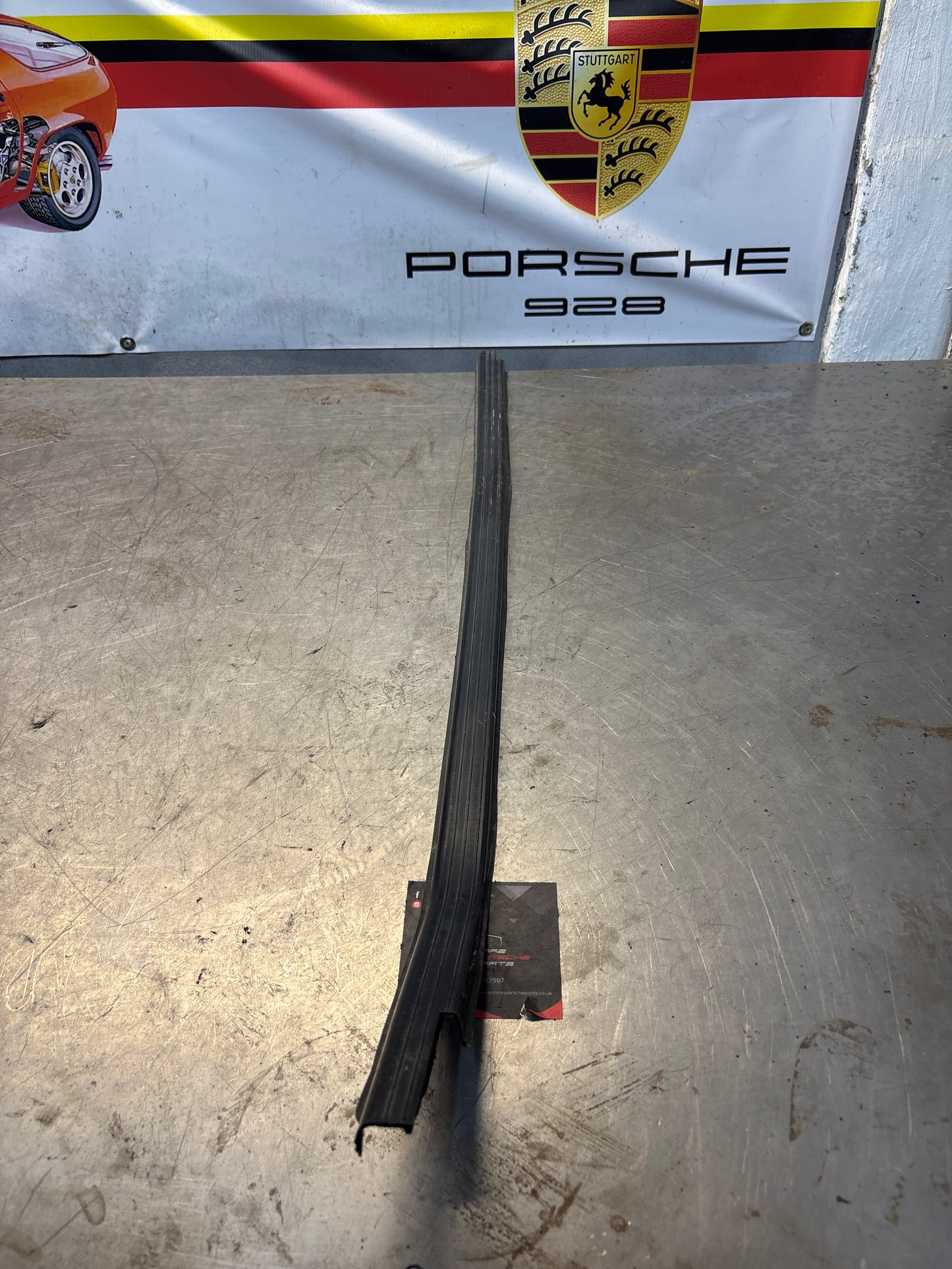 Porsche early 924/944 right sill trim, used 477853658A