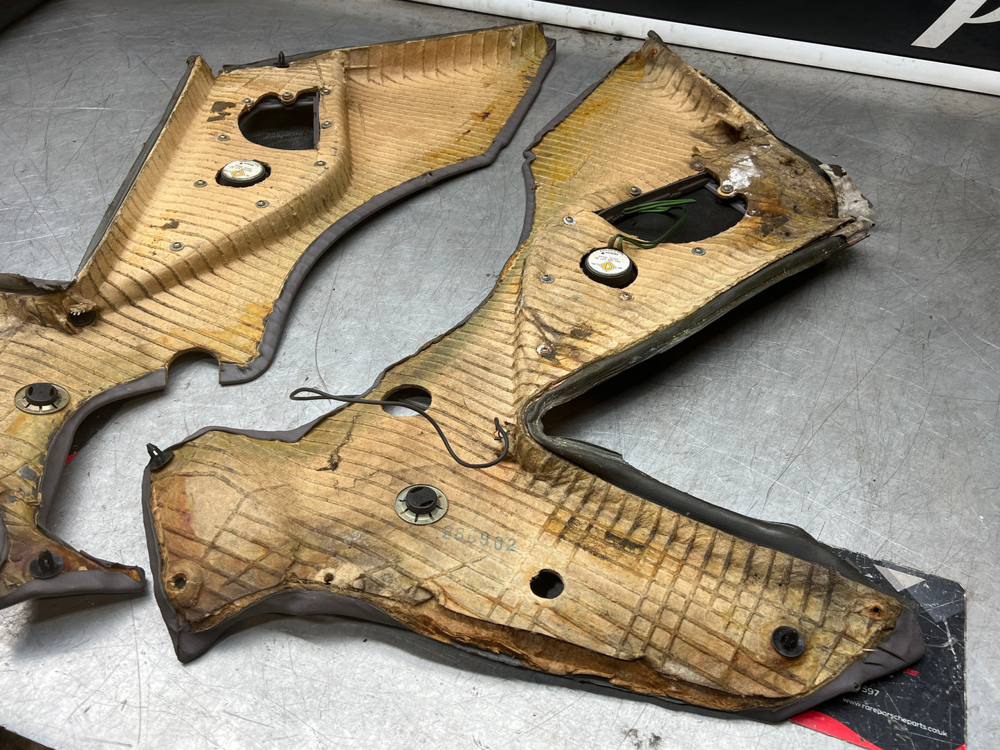 Porsche 944 Turbo S2 grey rear interior C Post trims/cards with M490 sound package, used spare or repairs 94455502113 / 94455502213