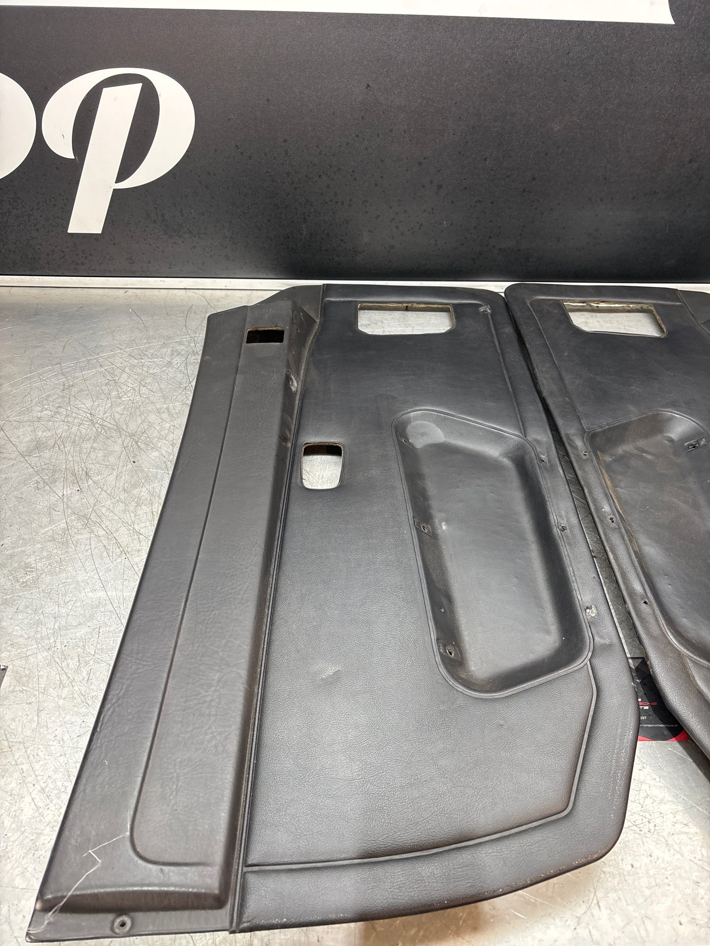 Porsche 924 944 -85.5 pair of Used RHD black door cards, 478867011 / 478867012