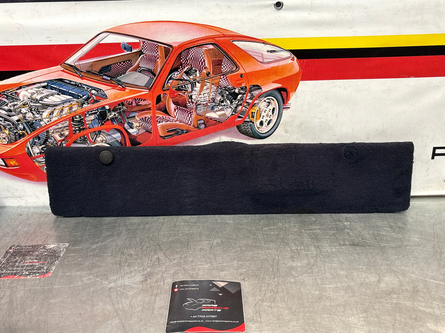 Porsche 928 blue carpeted Tool kit panel cover, used 92855118105