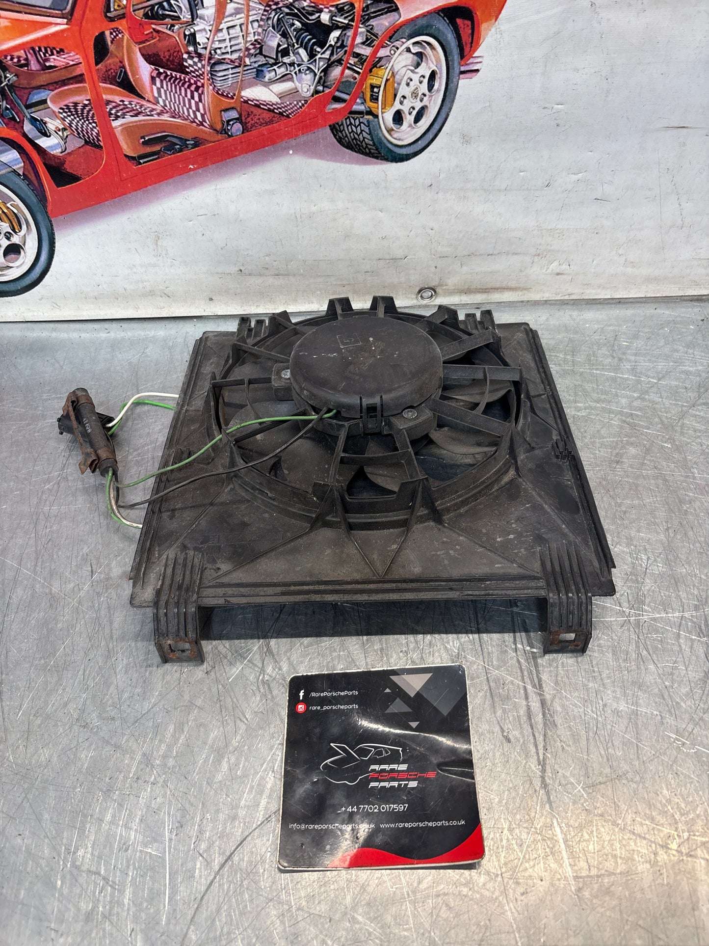 Porsche Boxster front left radiator fan motor, used, tested 99662403501