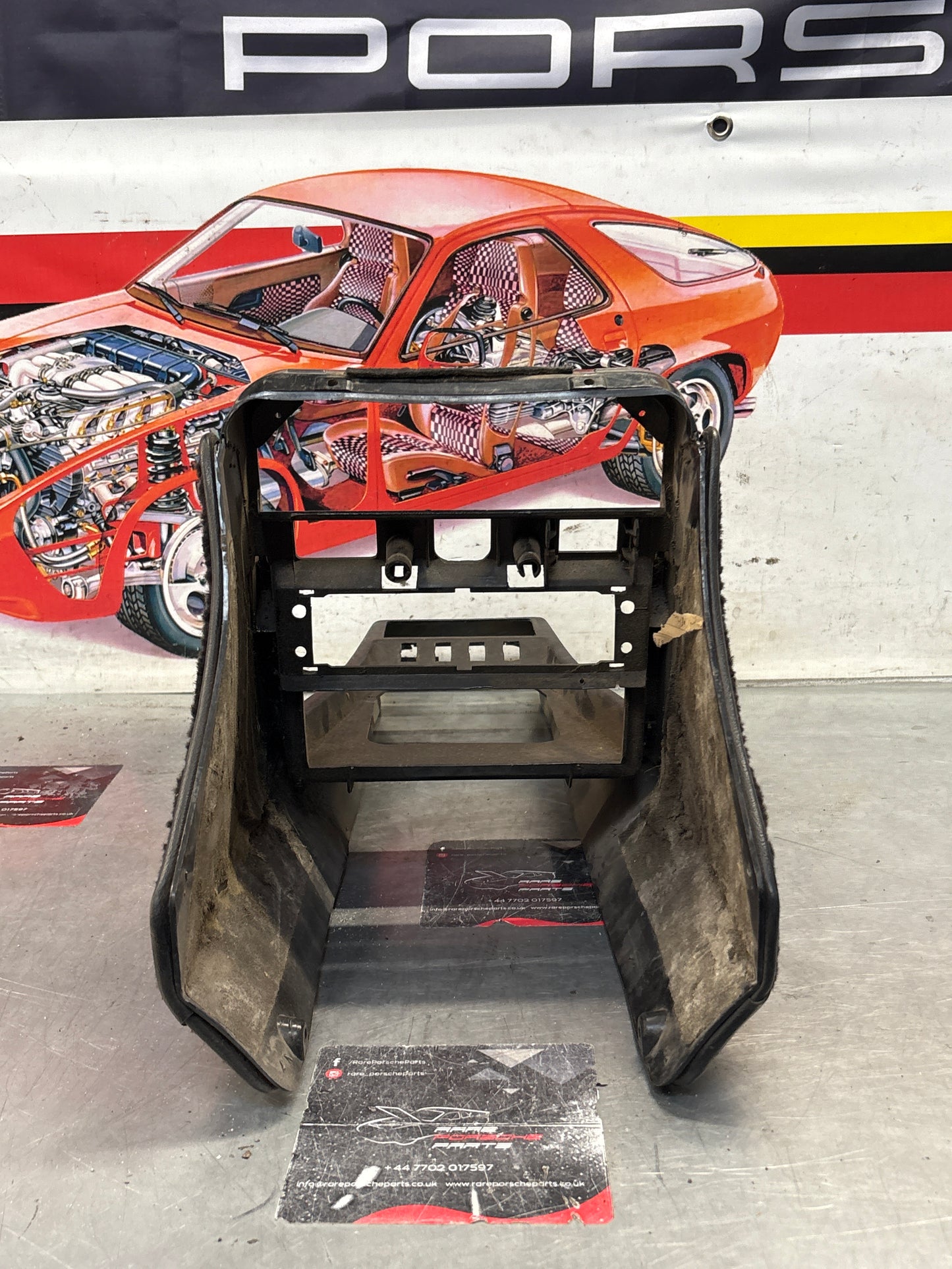 Porsche 924 centre console black, no switch holes 477857951  used