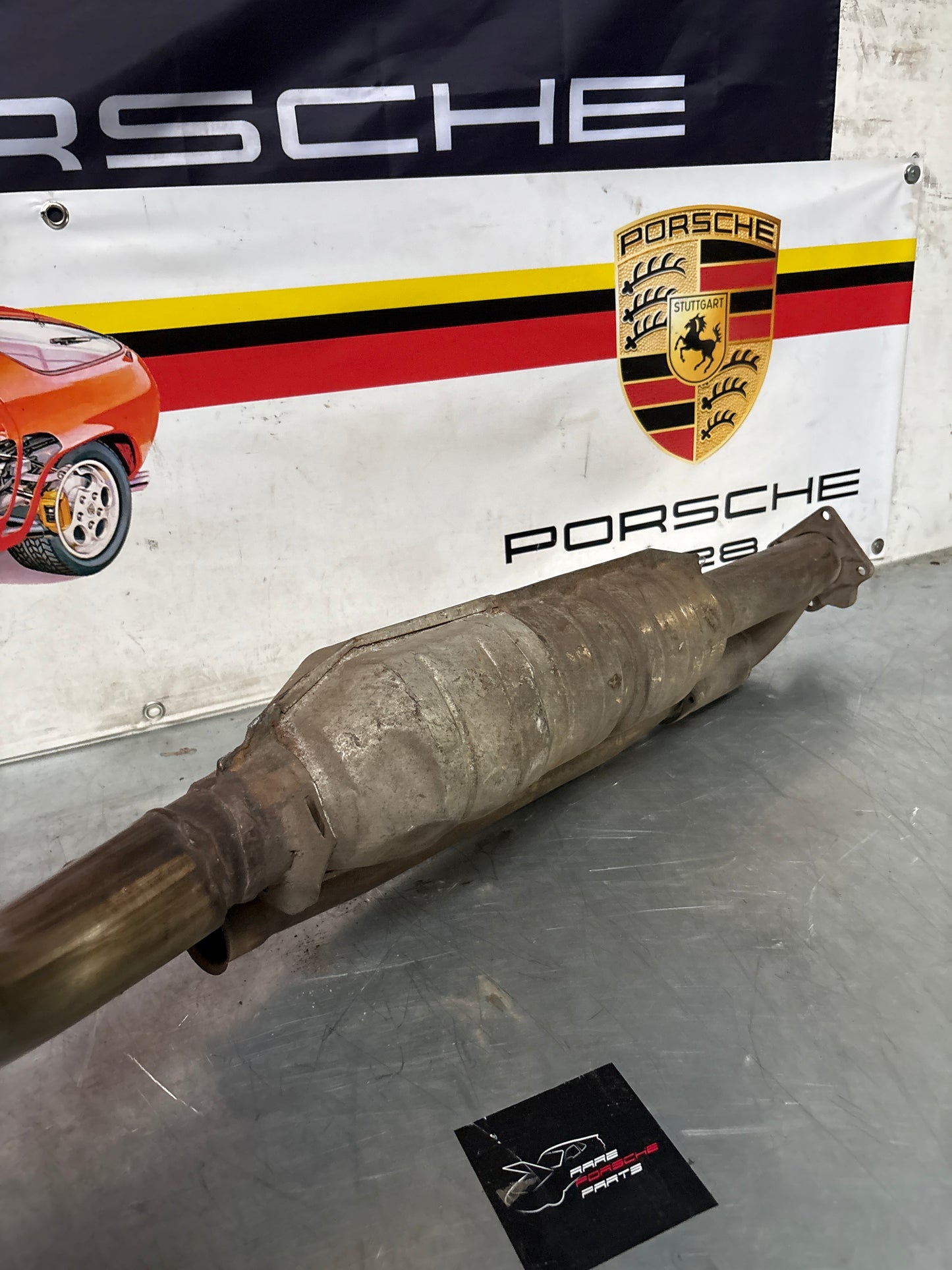 Porsche 944 Turbo front exhaust catalytic converter, used 95111109411