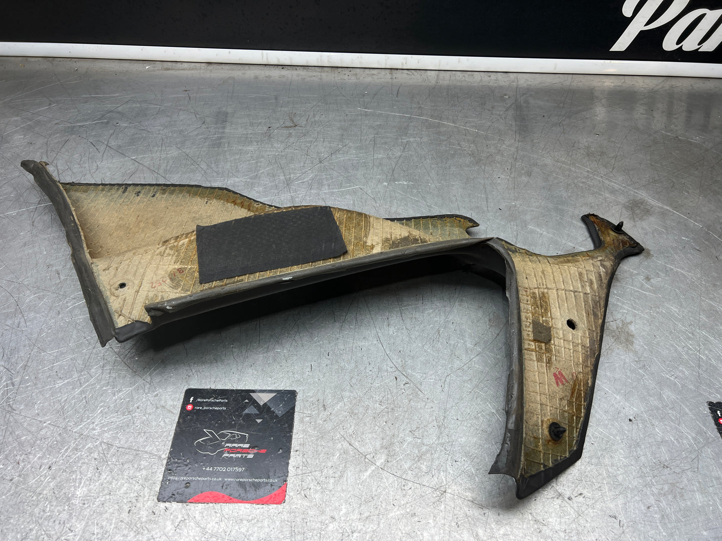 Porsche 944 black rear interior C Post trim card right side. Quarter panel trim used 944555022