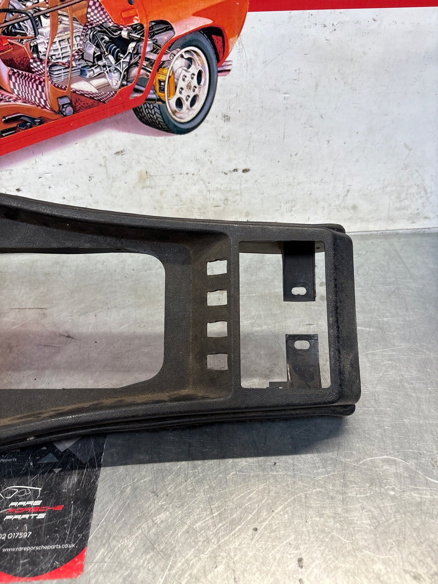 Porsche 924 centre console black, no switch holes 477857951  used