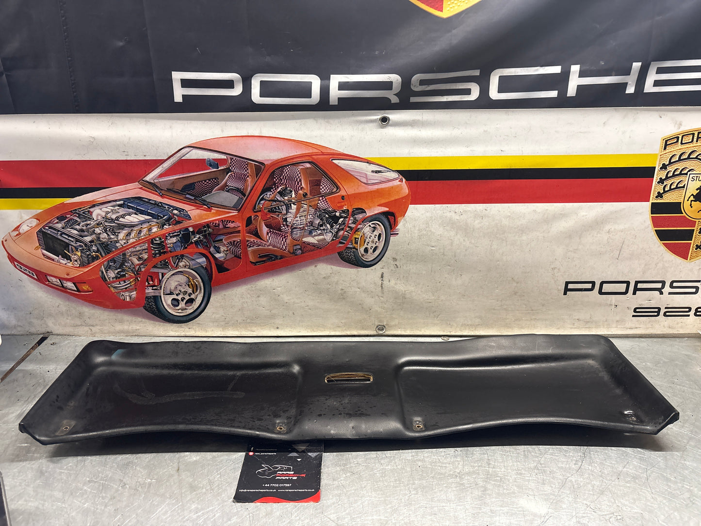 Porsche 928 sunroof mechanism cover trim, used, black 92855552702