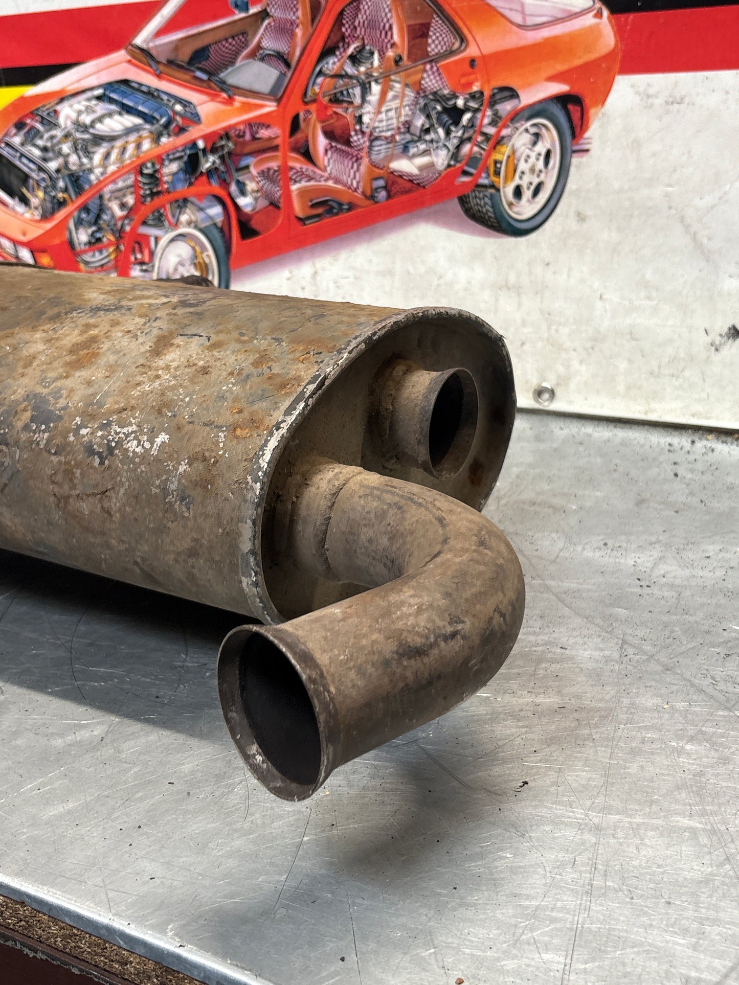 Porsche 928 rear exhaust box, used 92811109701