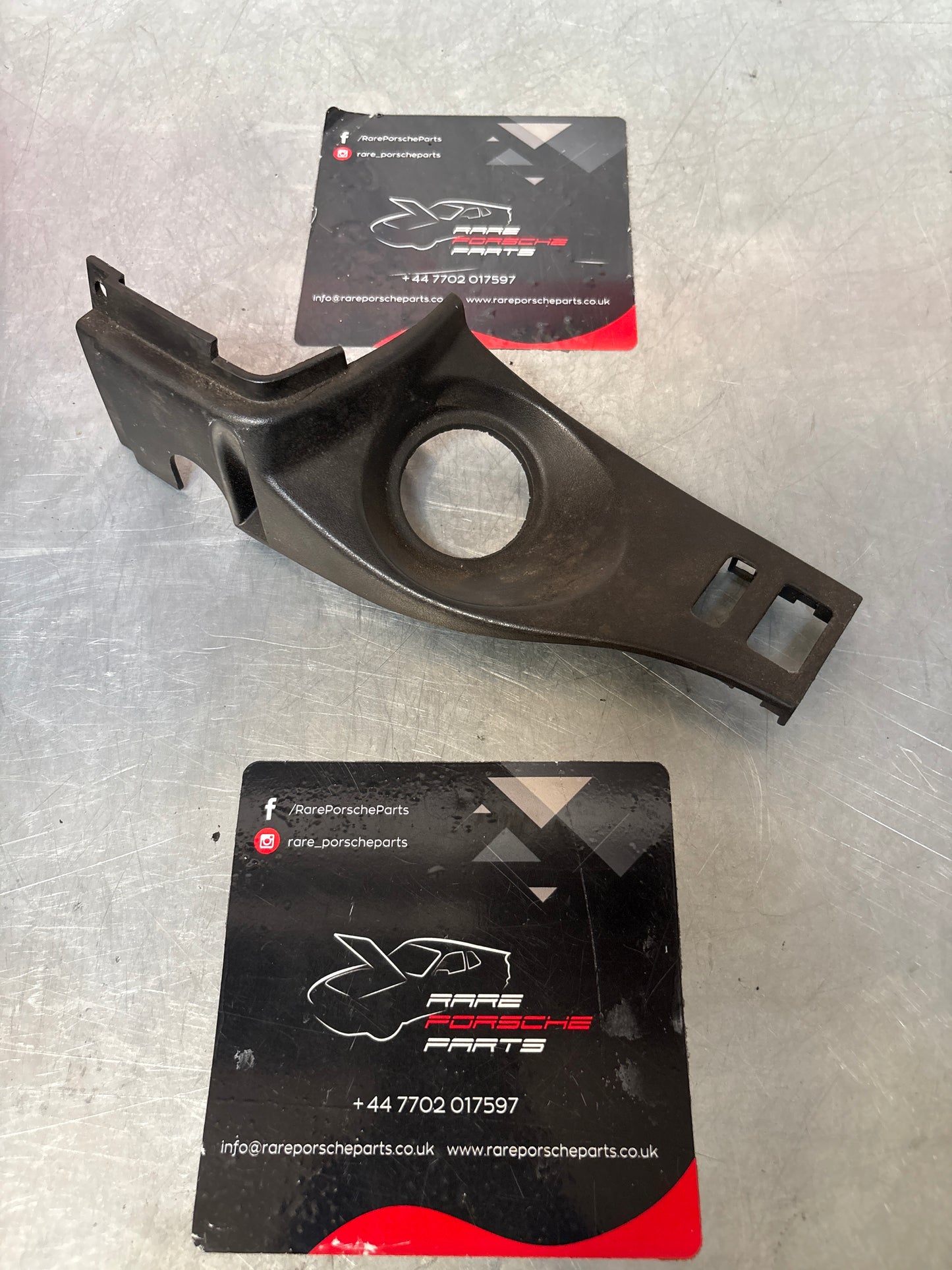 Porsche 944 LHD key ignition surround dash trim, black, used 94455243100