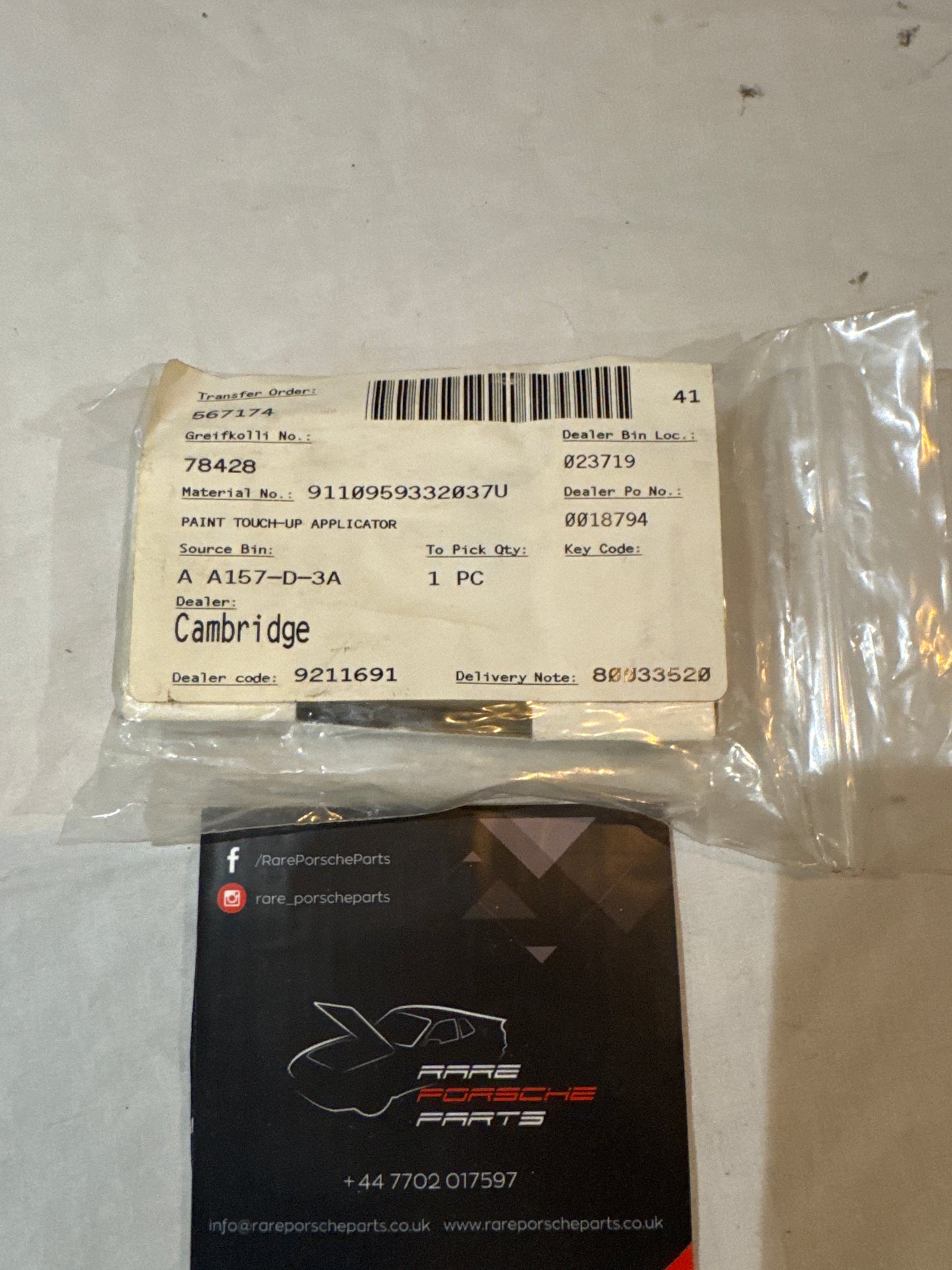Porsche 911 paint touch- up applicator 9110959332037U NOS