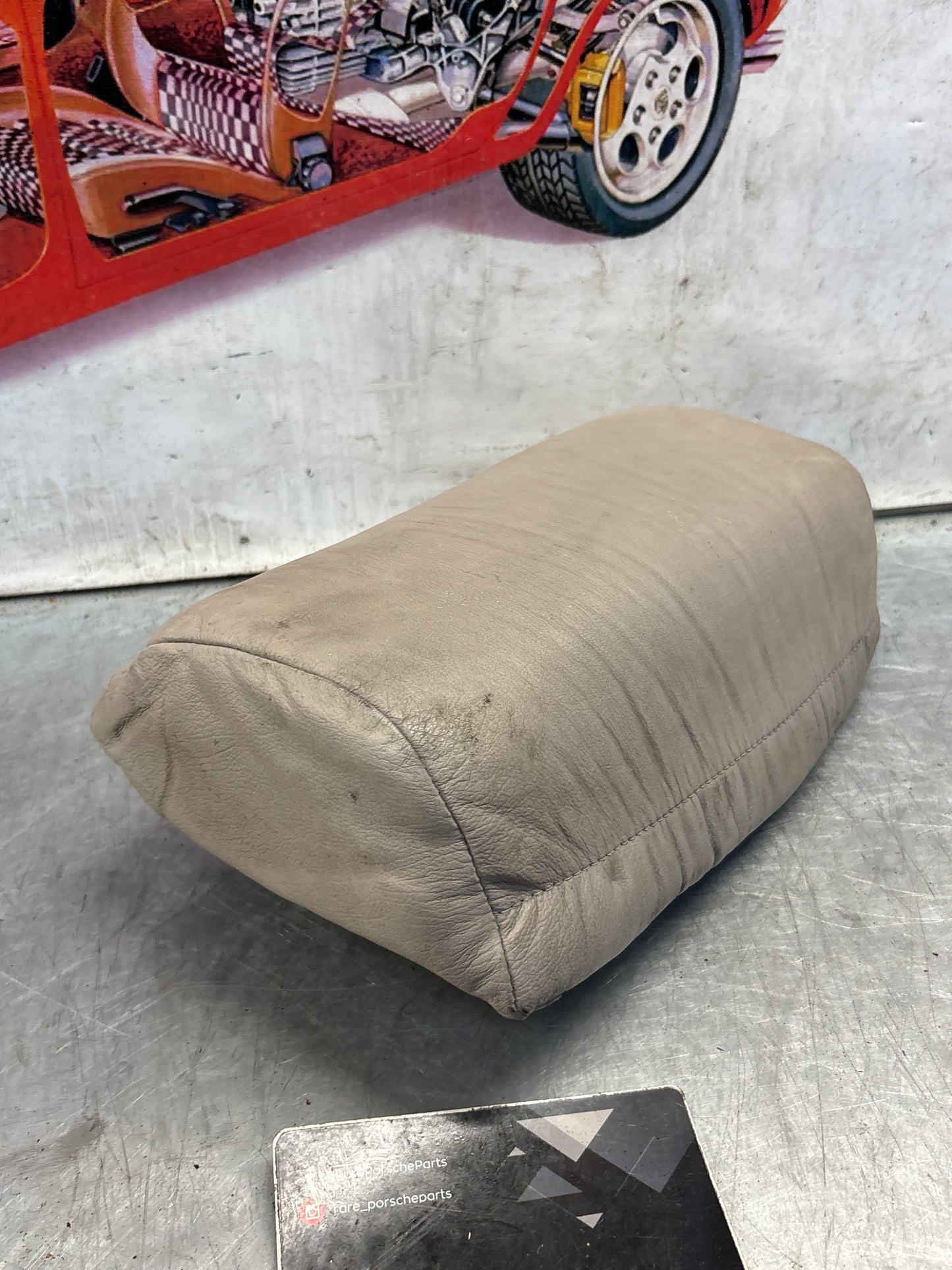 Porsche 928 rear left seat upper cushion, leather, grey, used 92852204550