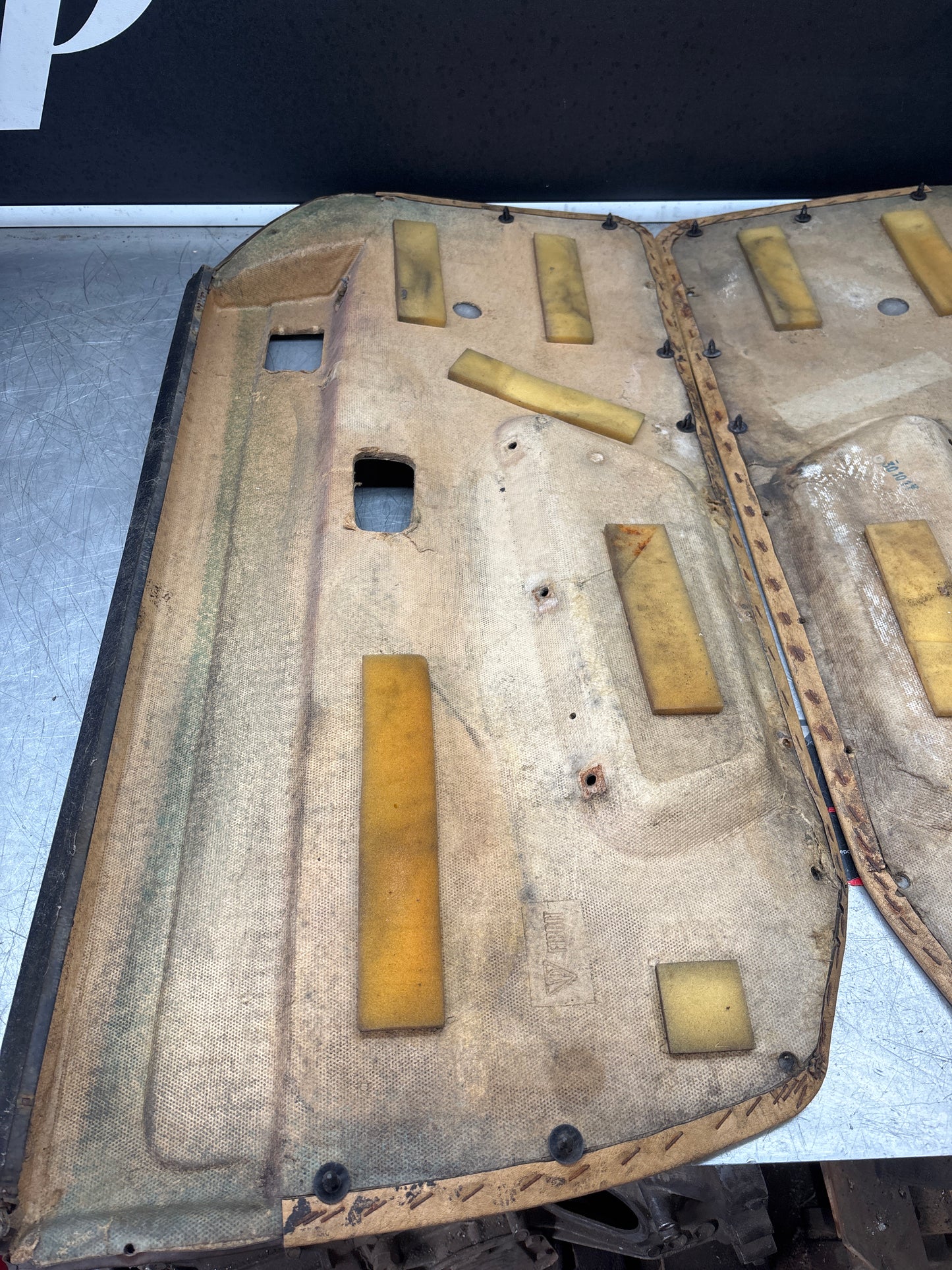 Porsche 924 944 -85.5 pair of Used RHD brown Porsche scripted door cards, 478867011 / 478867012