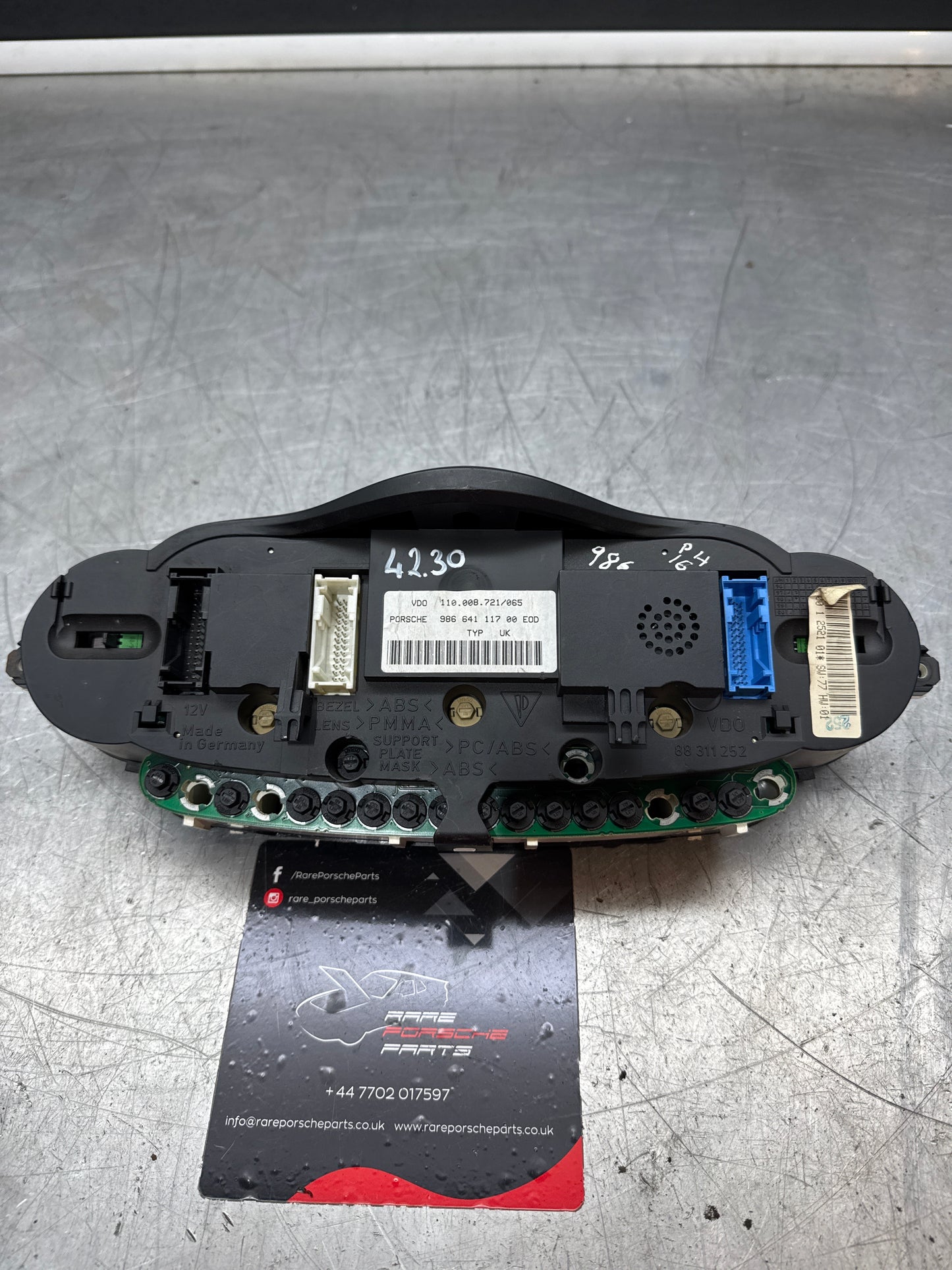 Porsche Boxster S 986 Dash Clocks Instrument Cluster Speedo MPH, used 98664111700
