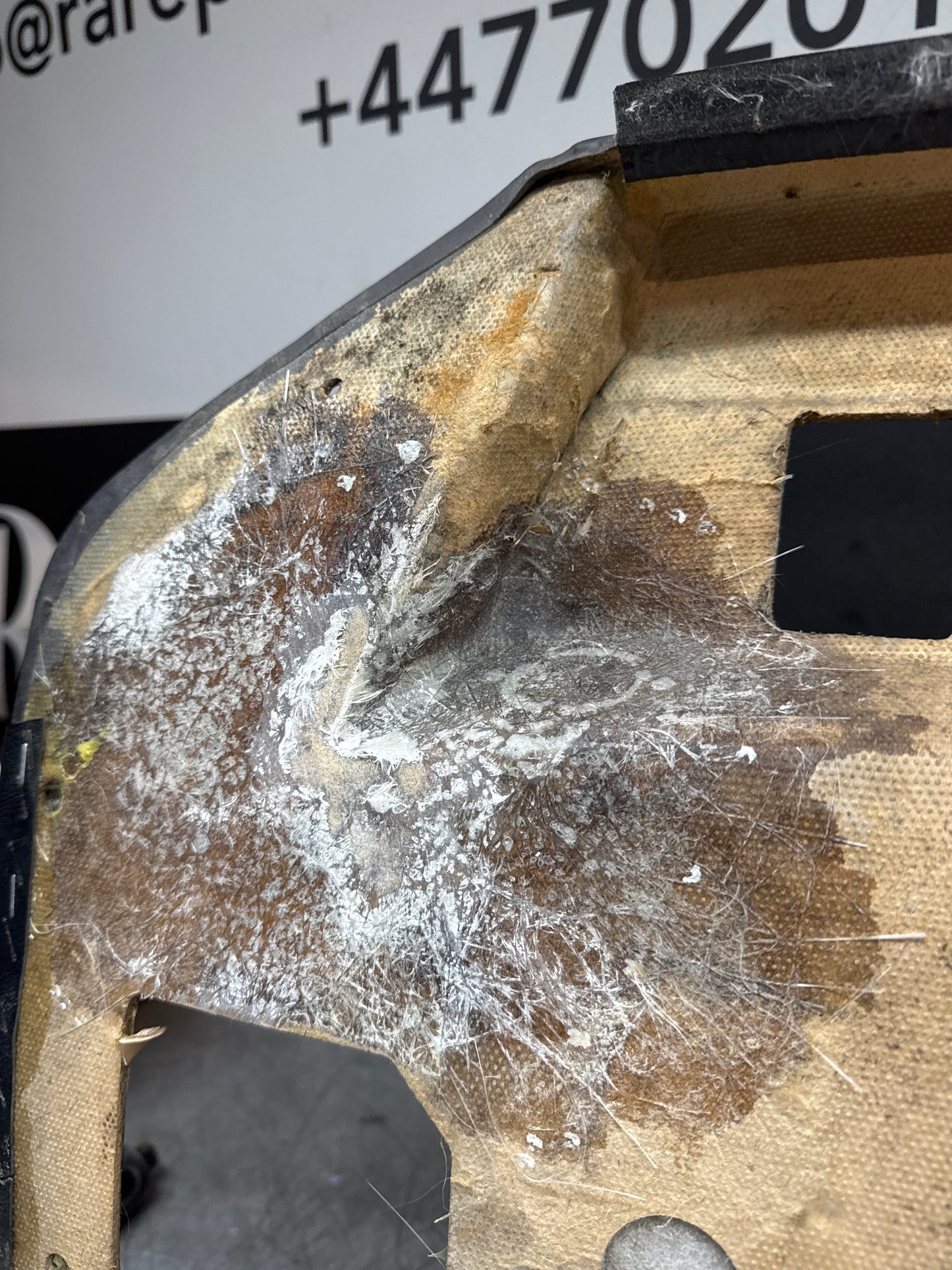 Porsche 924/ Early 944 black RHD Left door card. Fibreglass repaired. 477867012