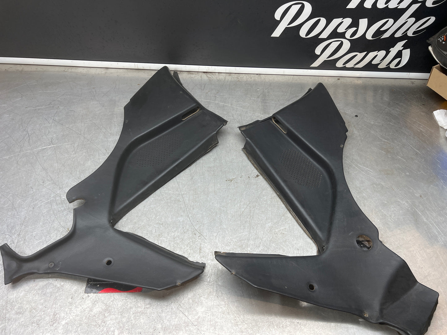 Porsche 944 black rear interior C Post trims/cards. Quarter panel trim used 944555021 944555022