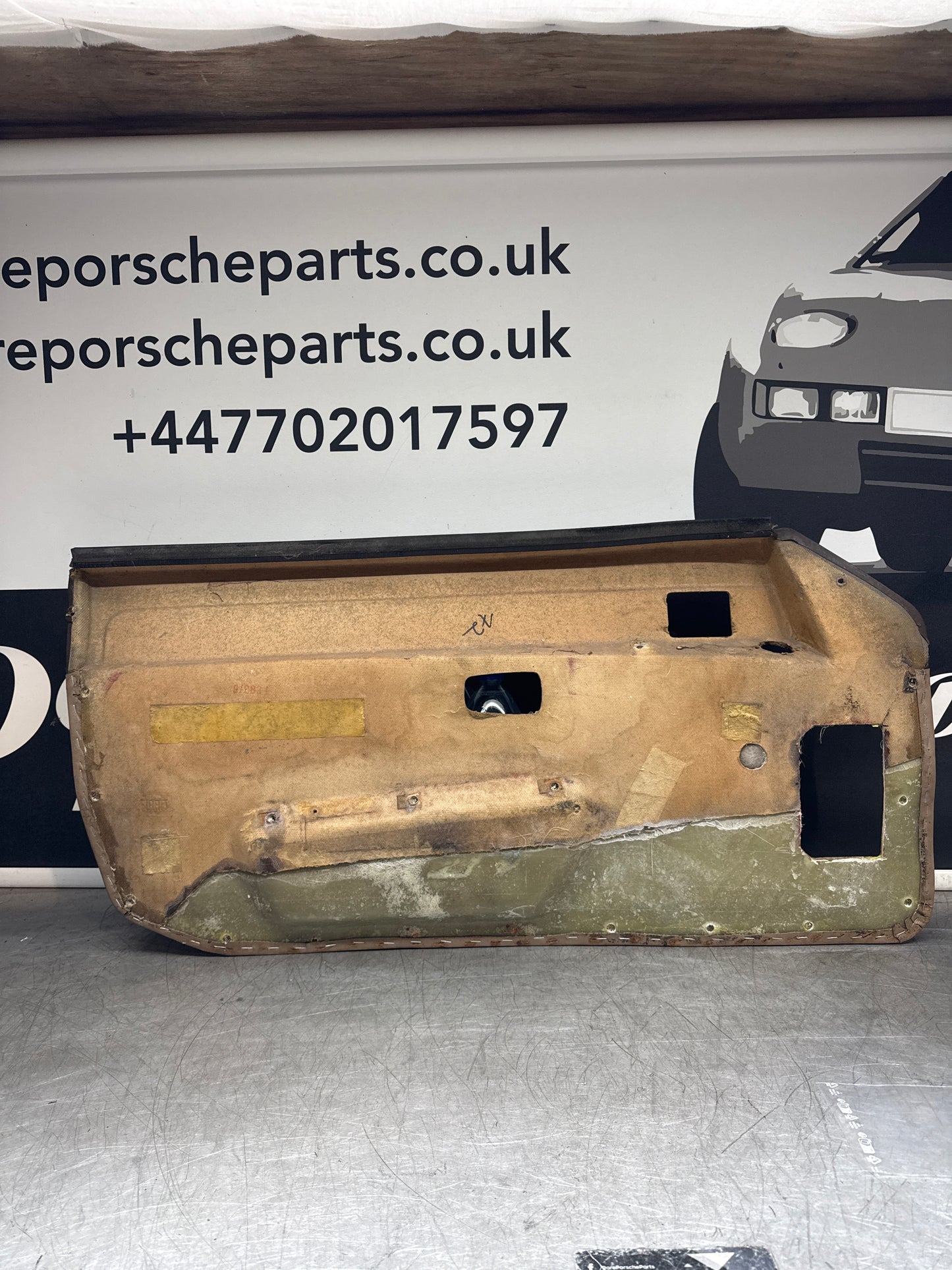Porsche 924/944 early Porsche brown / cream door card pair. used condition left side, Rhd, 478867011