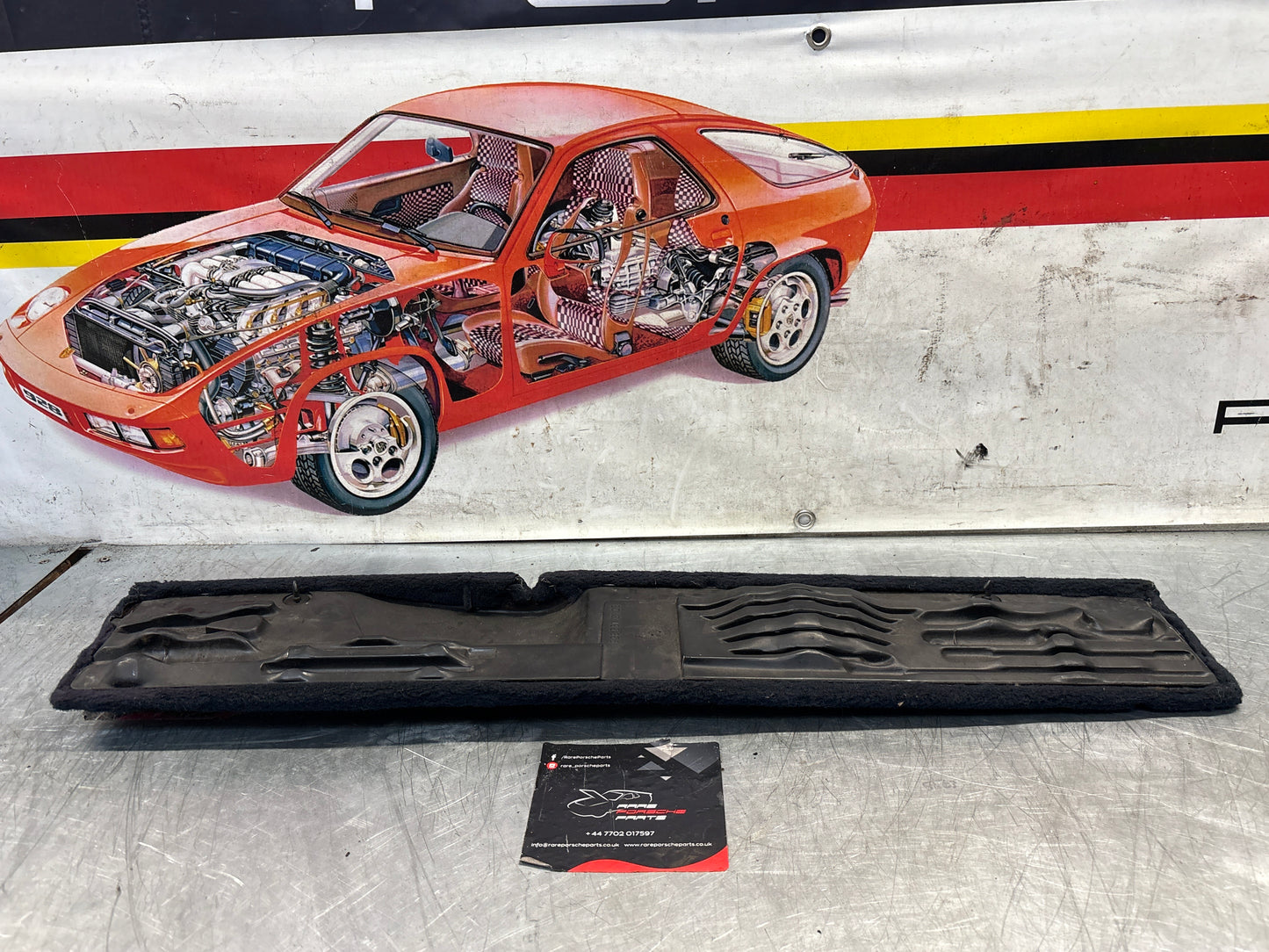 Porsche 928 blue carpeted Tool kit panel cover, used 92855118105