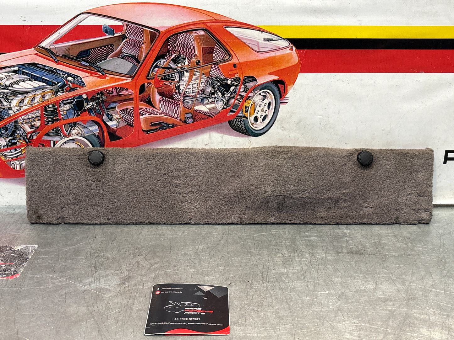 Porsche 928 grey carpeted Tool kit panel cover, used 92855118106