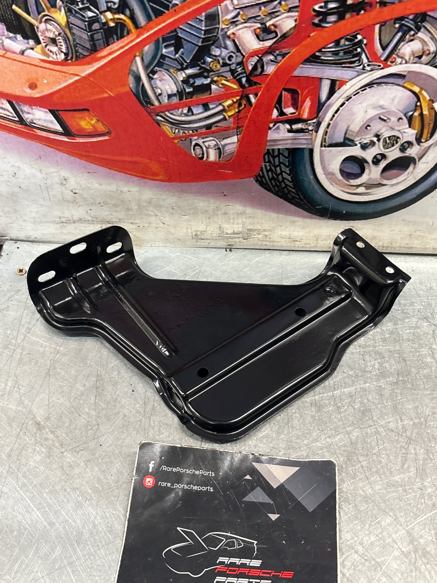 Porsche 924 coolant expansion tank bracket, refurbished 477121413B