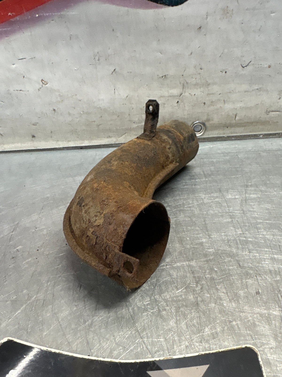 Porsche 914 left side hot air manifold, used PCG256331GRV