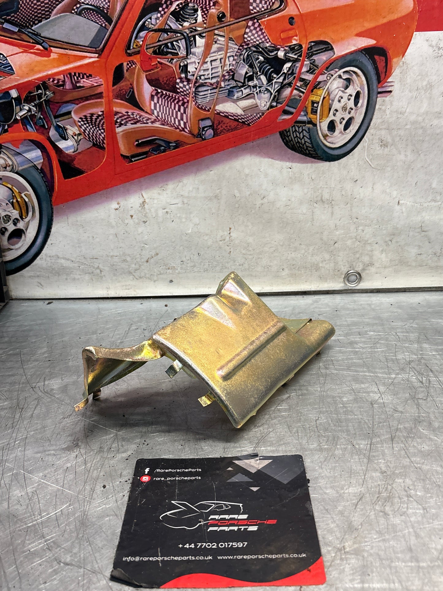 Porsche 928 78-82 mount cover heat shield plate right side, used 92837505601