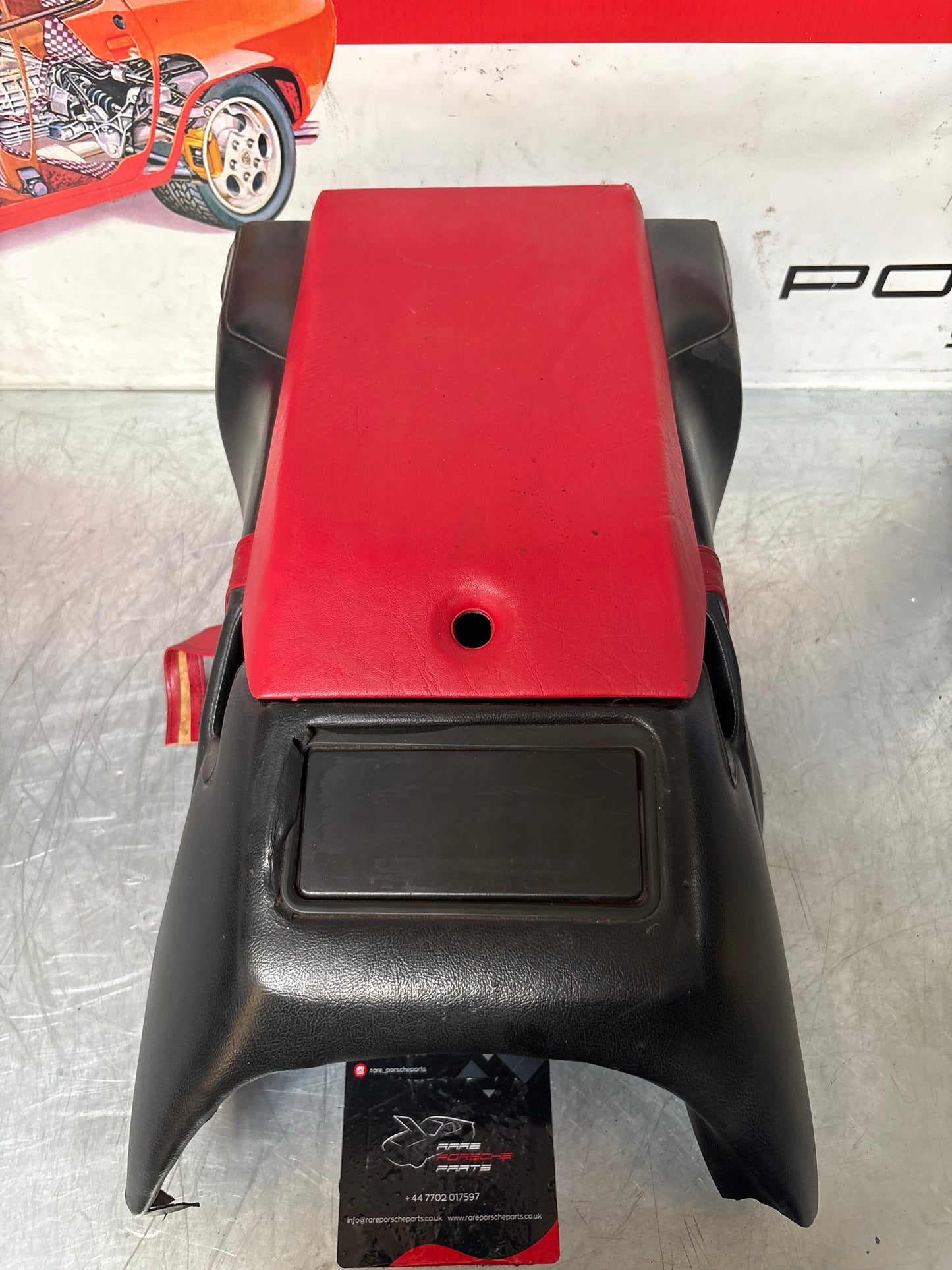 Porsche 928 S center console, rear armrest with ash tray, black and red, no key 92852206757 used