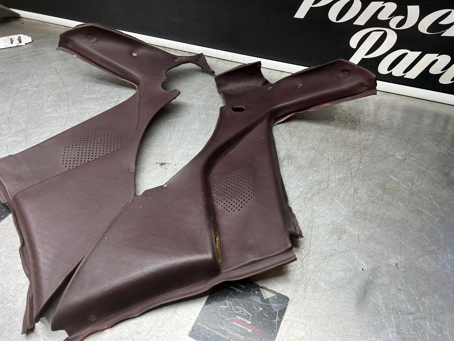 Porsche 944 burgundy rear interior C Post trims/cards. Quarter panel trim used 94455502101 94455502201
