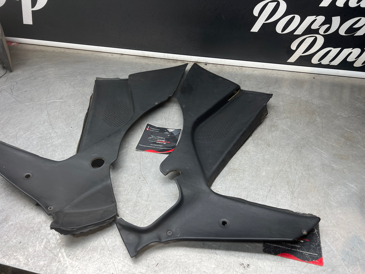 Porsche 944 black rear interior C Post trims/cards. Quarter panel trim used 944555021 944555022
