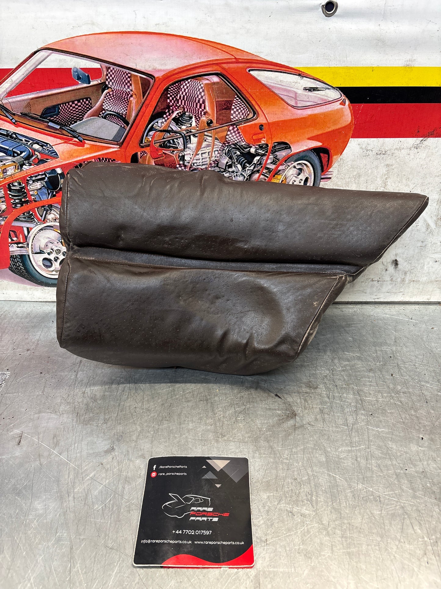 Porsche 928 rear right seat cushion, brown, leather, used 92852206051