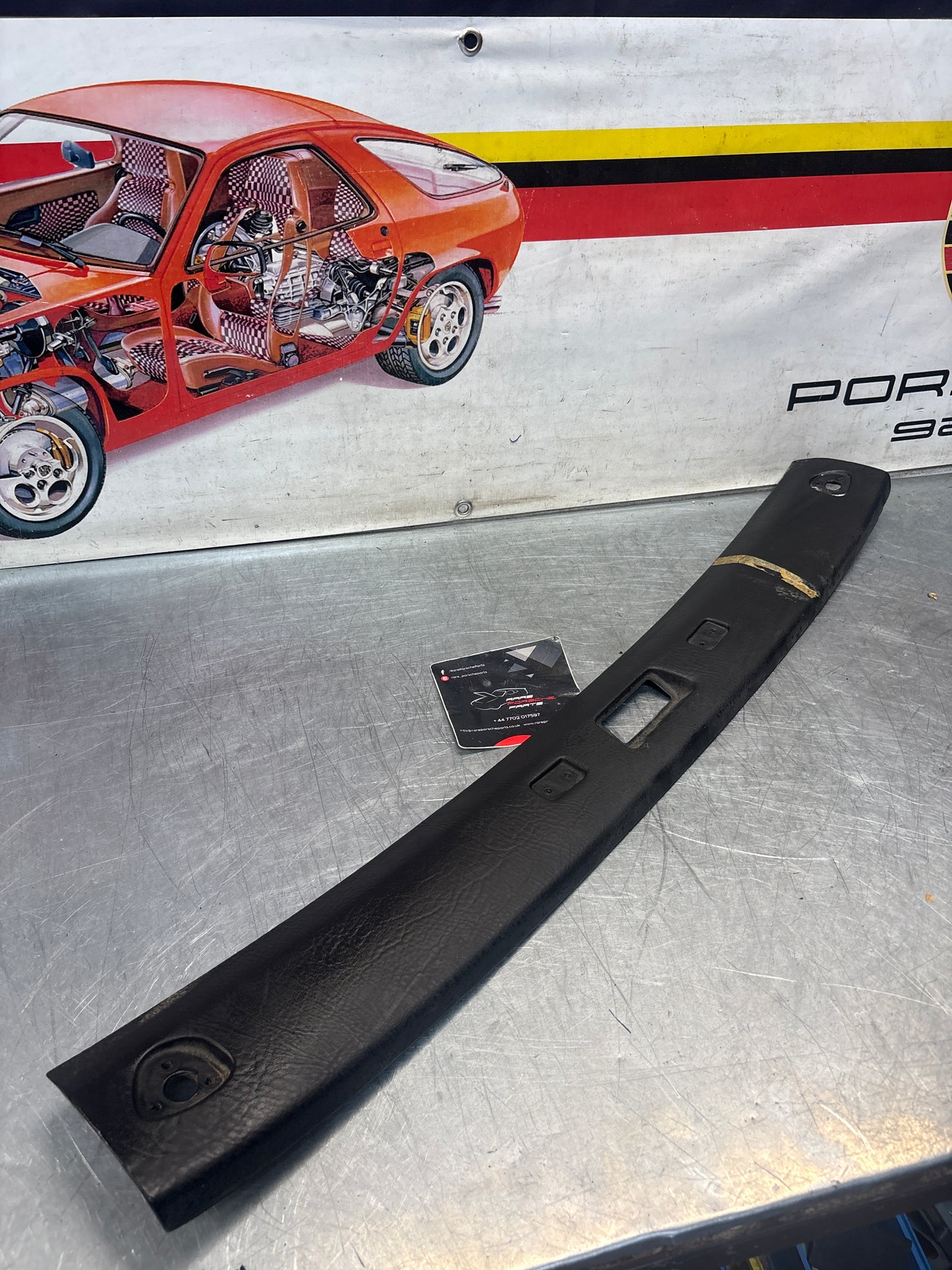 Porsche 924 944 -85.5 front roof / sun visor trim, black 477867511, used