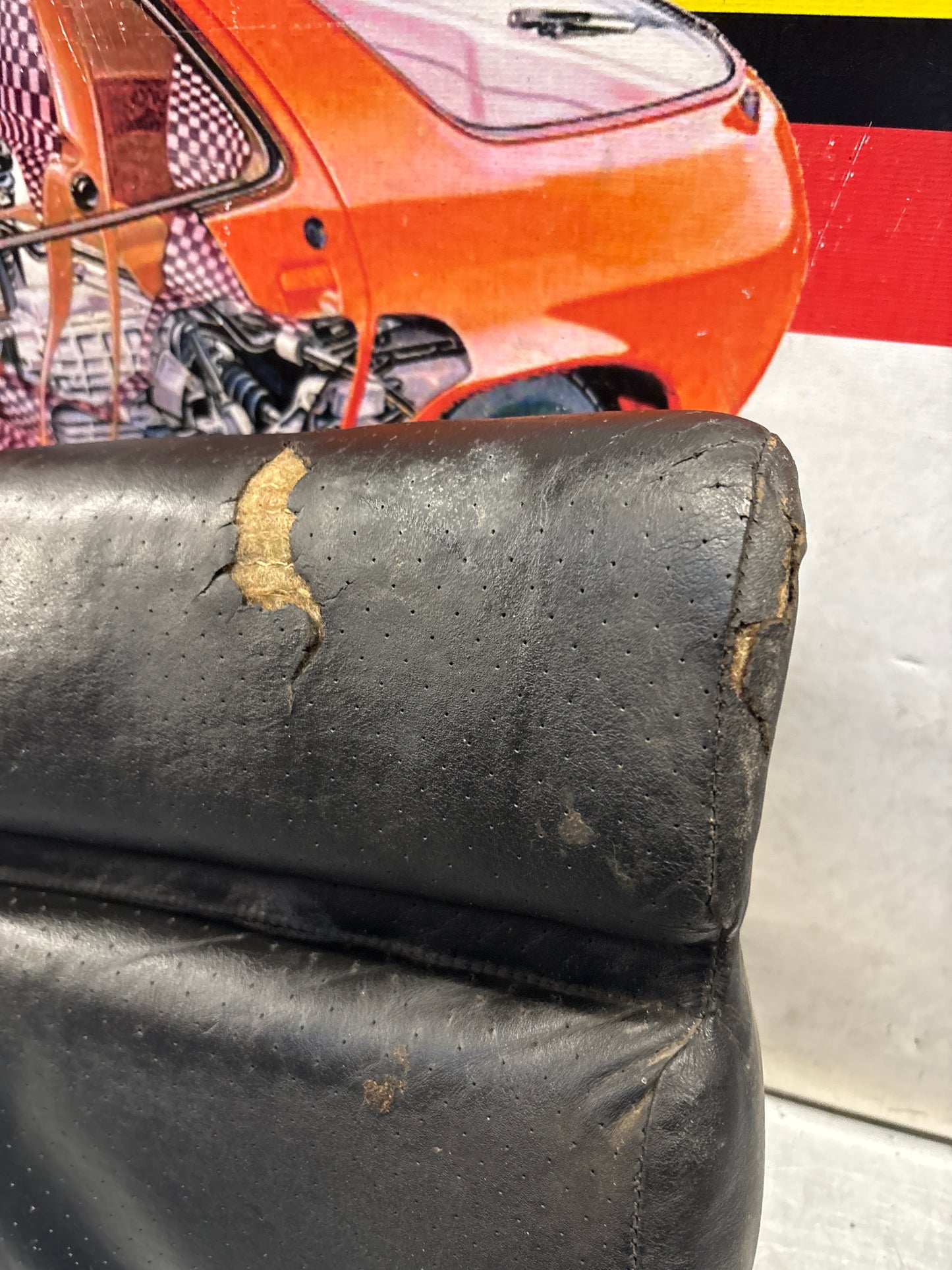 Porsche 928 rear left seat cushion, black, leather, used 92852205951