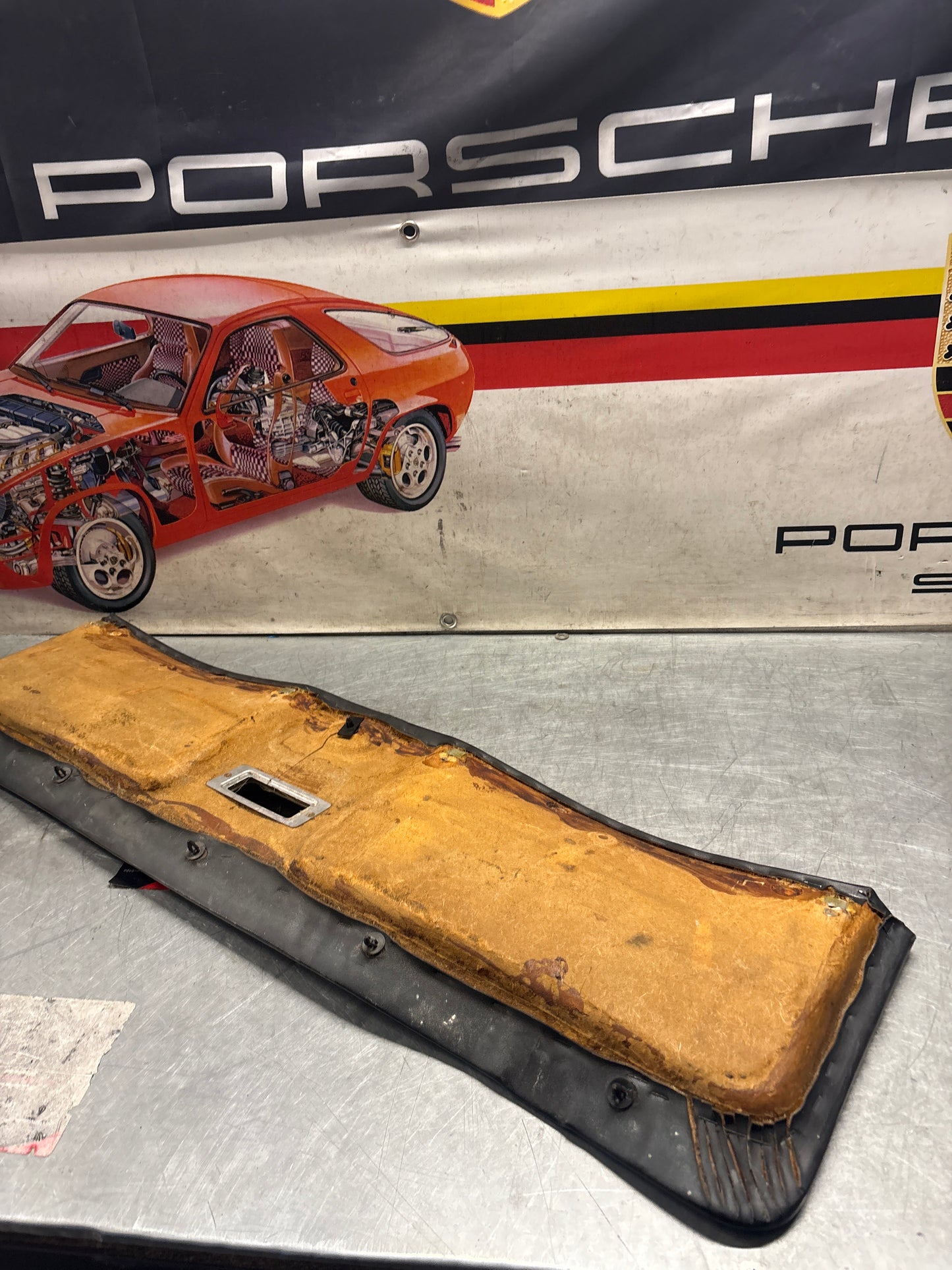 Porsche 928 sunroof mechanism cover trim, used, black 92855552702