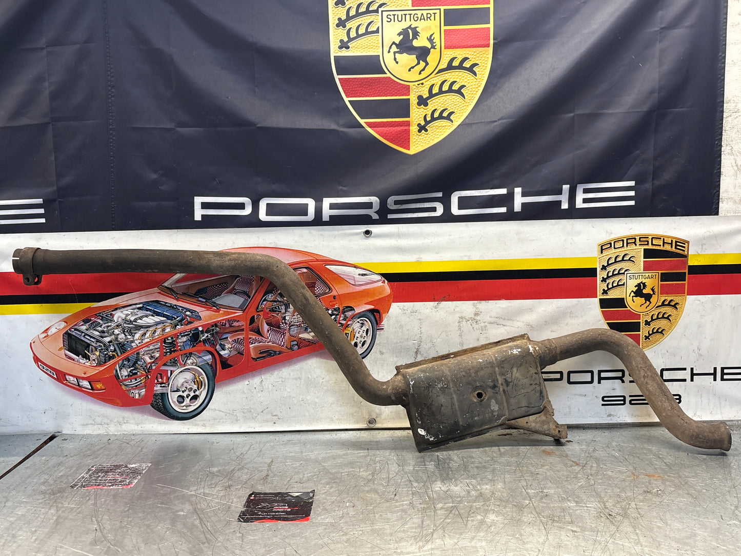 Porsche 928 S4 left middle silencer, used 92811109303