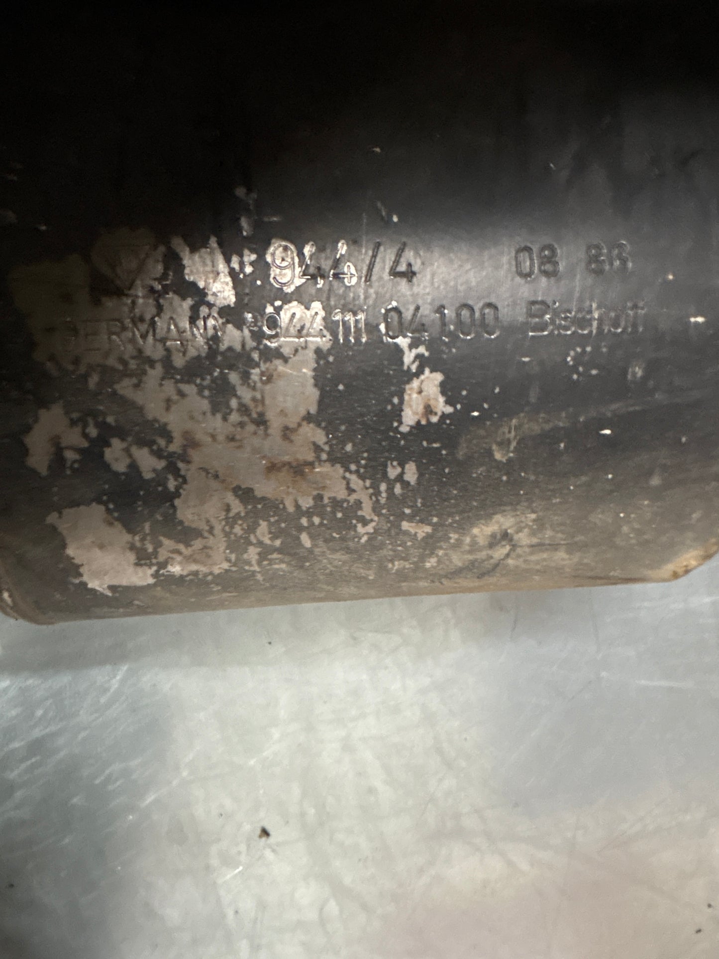 Porsche 944S Bischoff exhaust system rear muffler, used 94411108302 / 94411104100