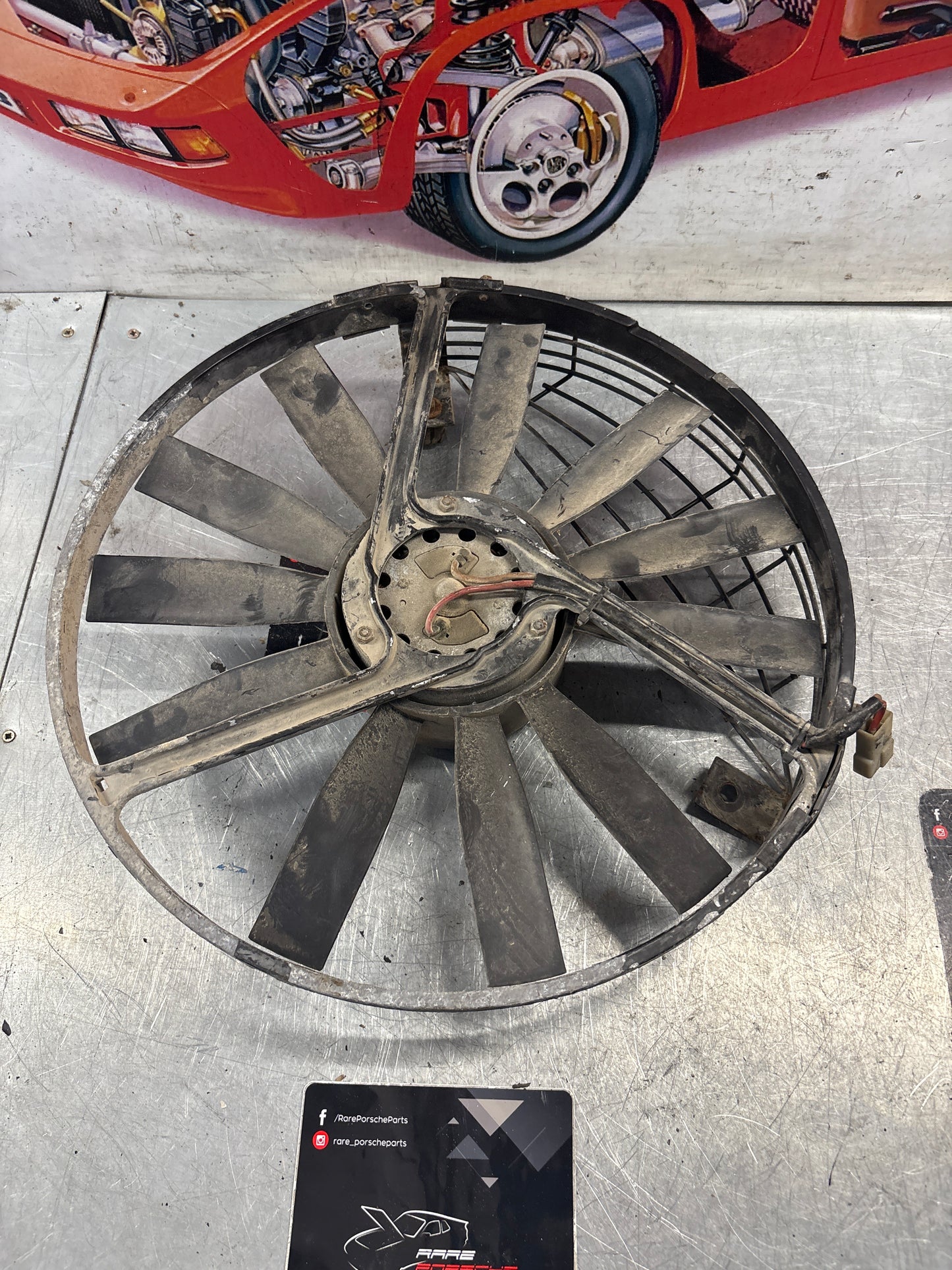 Porsche 928, 80- Air conditioner condenser  cooling  fan, genuine 92862410301 used