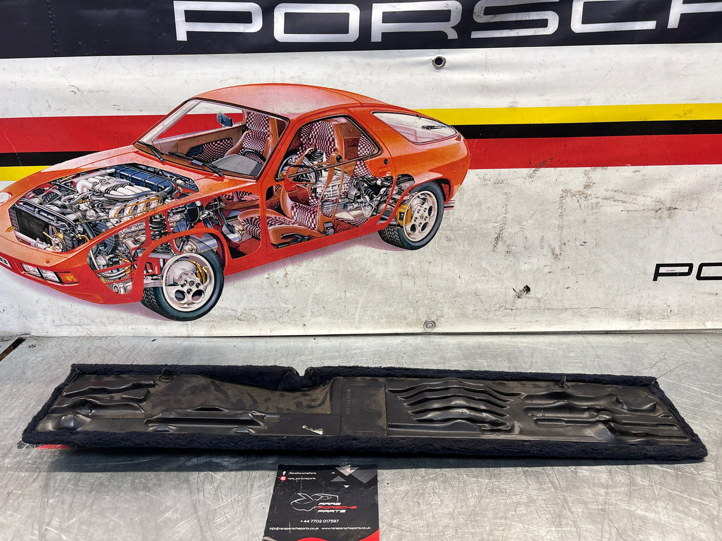 Porsche 928 blue carpeted Tool kit panel cover, used 92855118106