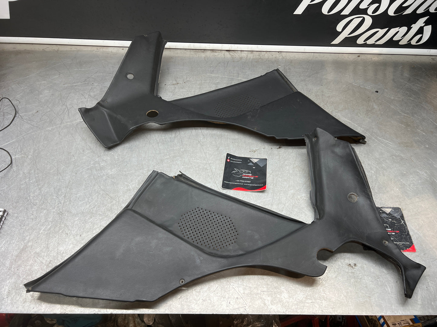Porsche 944 black rear interior C Post trims/cards. Quarter panel trim used 944555021 944555022