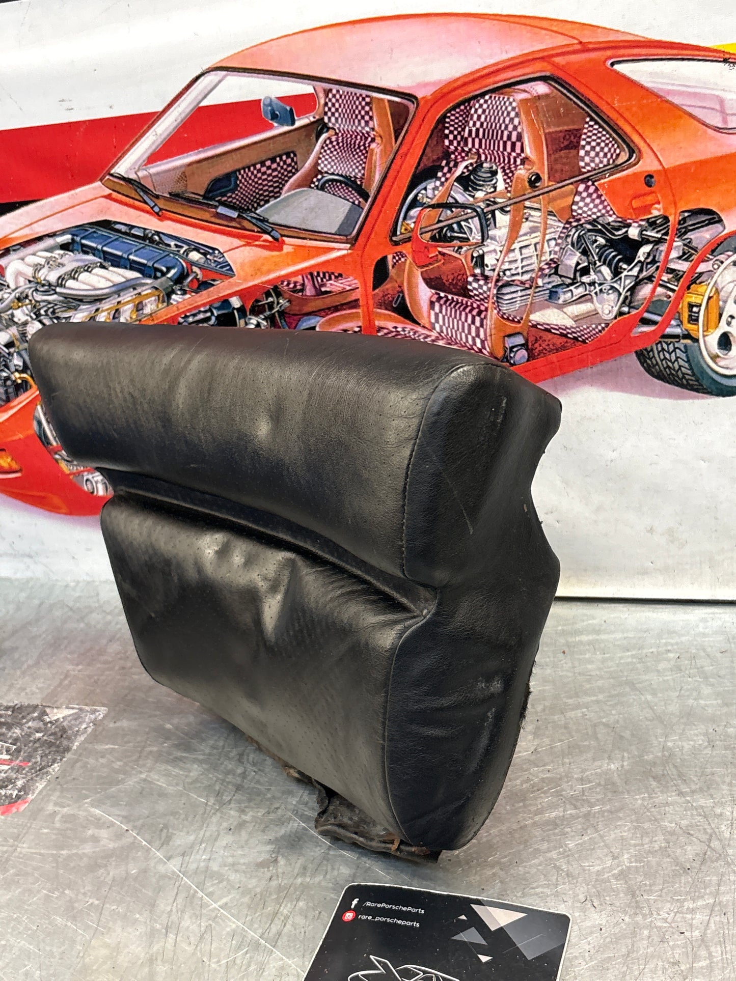 Porsche 928 rear left seat cushion, black, leather, used 92852205951
