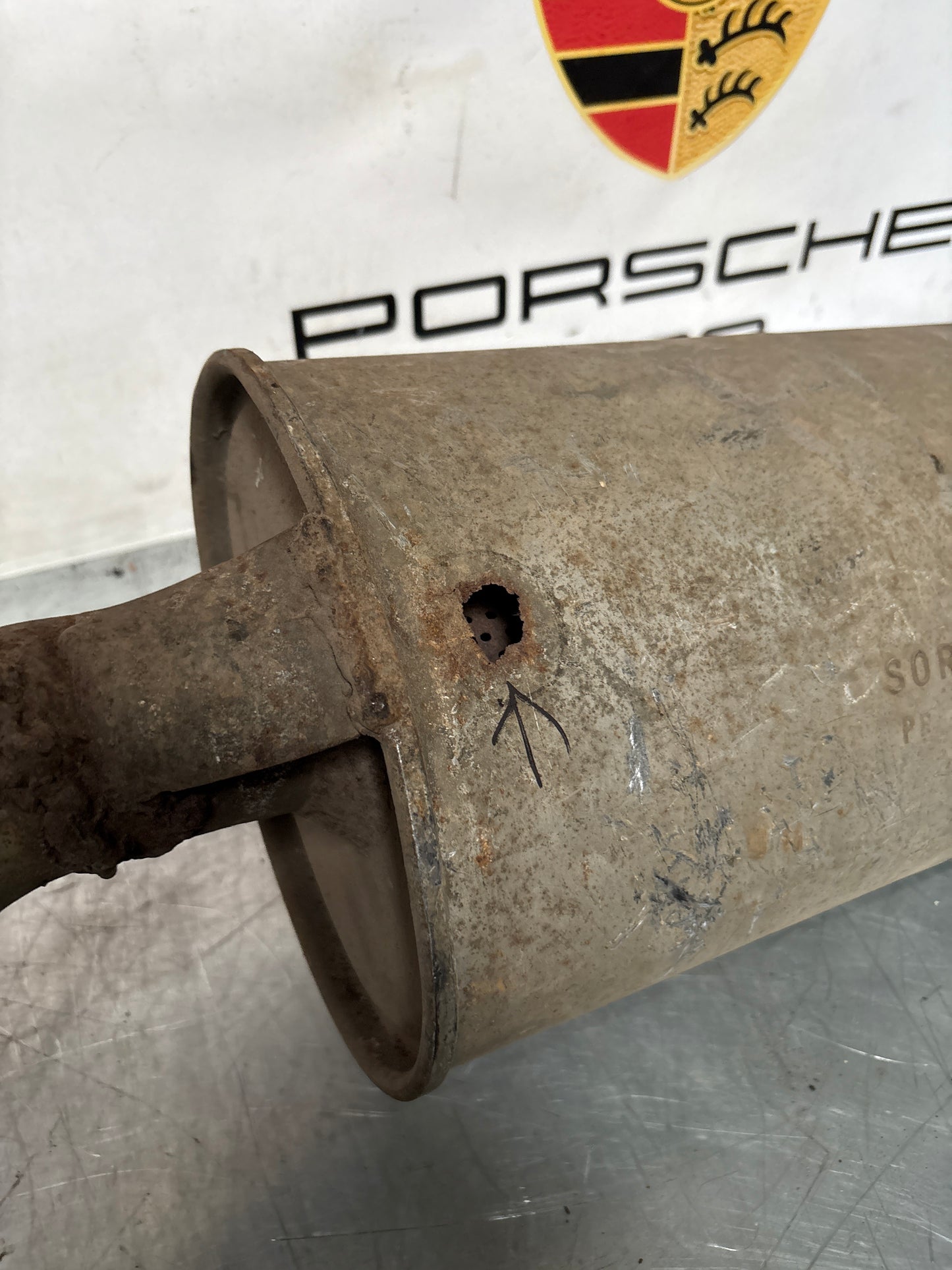 Porsche 924 Turbo / Carrera GT exhaust system rear muffler, for spares or repair