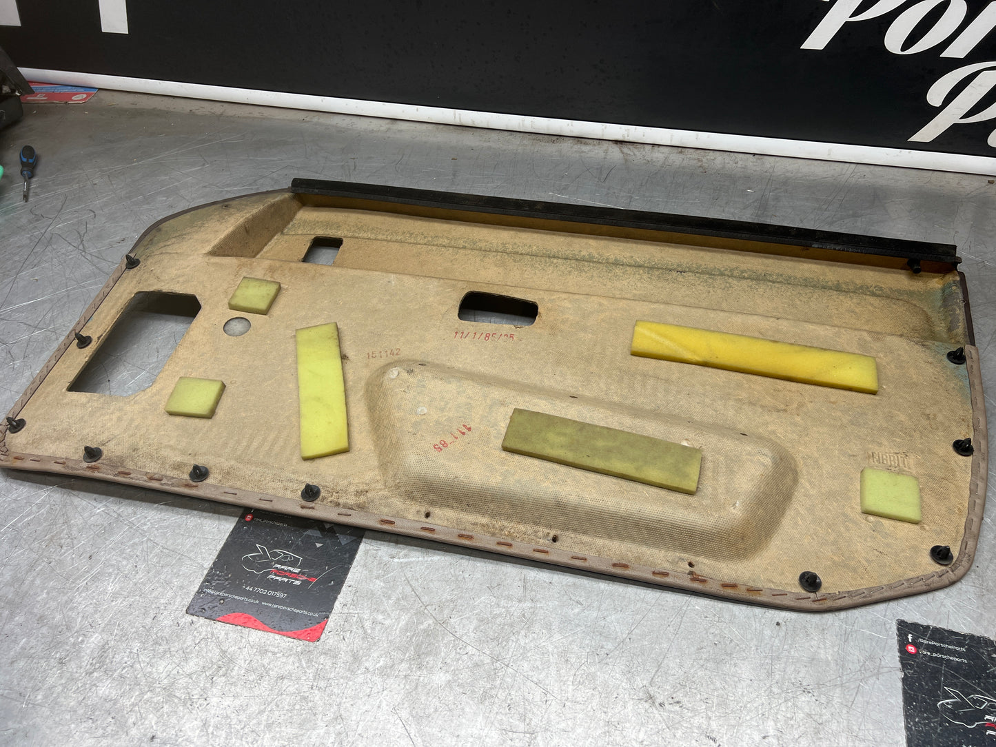 Porsche 924/944 early Porsche brown / cream door card used condition left side, Rhd, 478867011