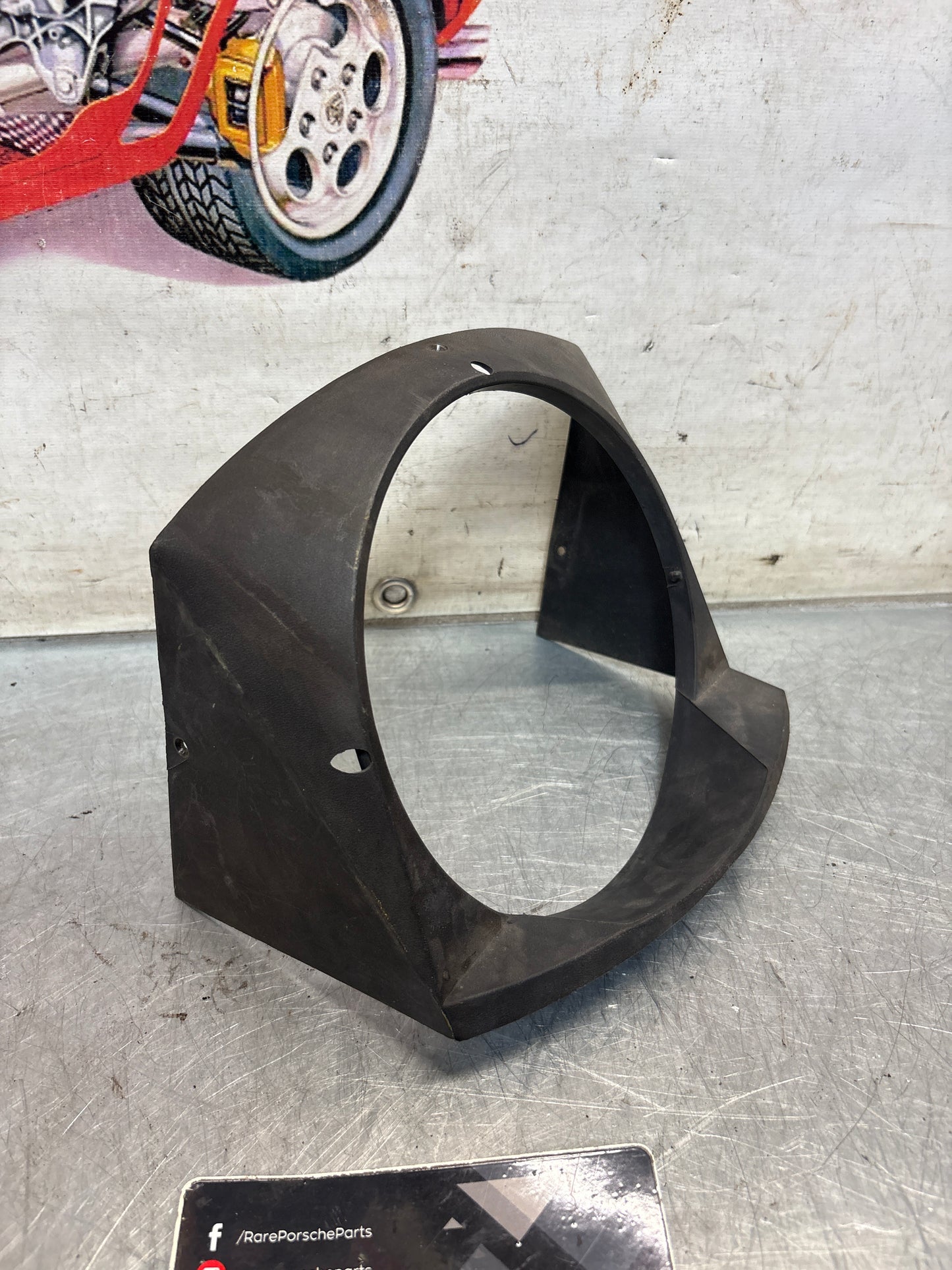 Porsche 914 right side headlight trim, used 91475022611