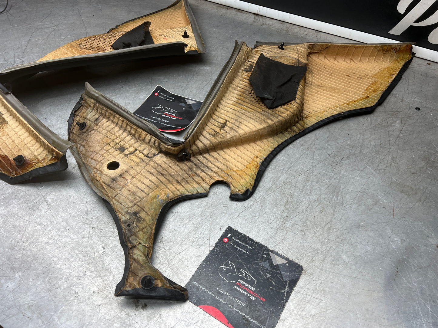 Porsche 944 black rear interior C Post trims/cards. Quarter panel trim used 944555021 944555022