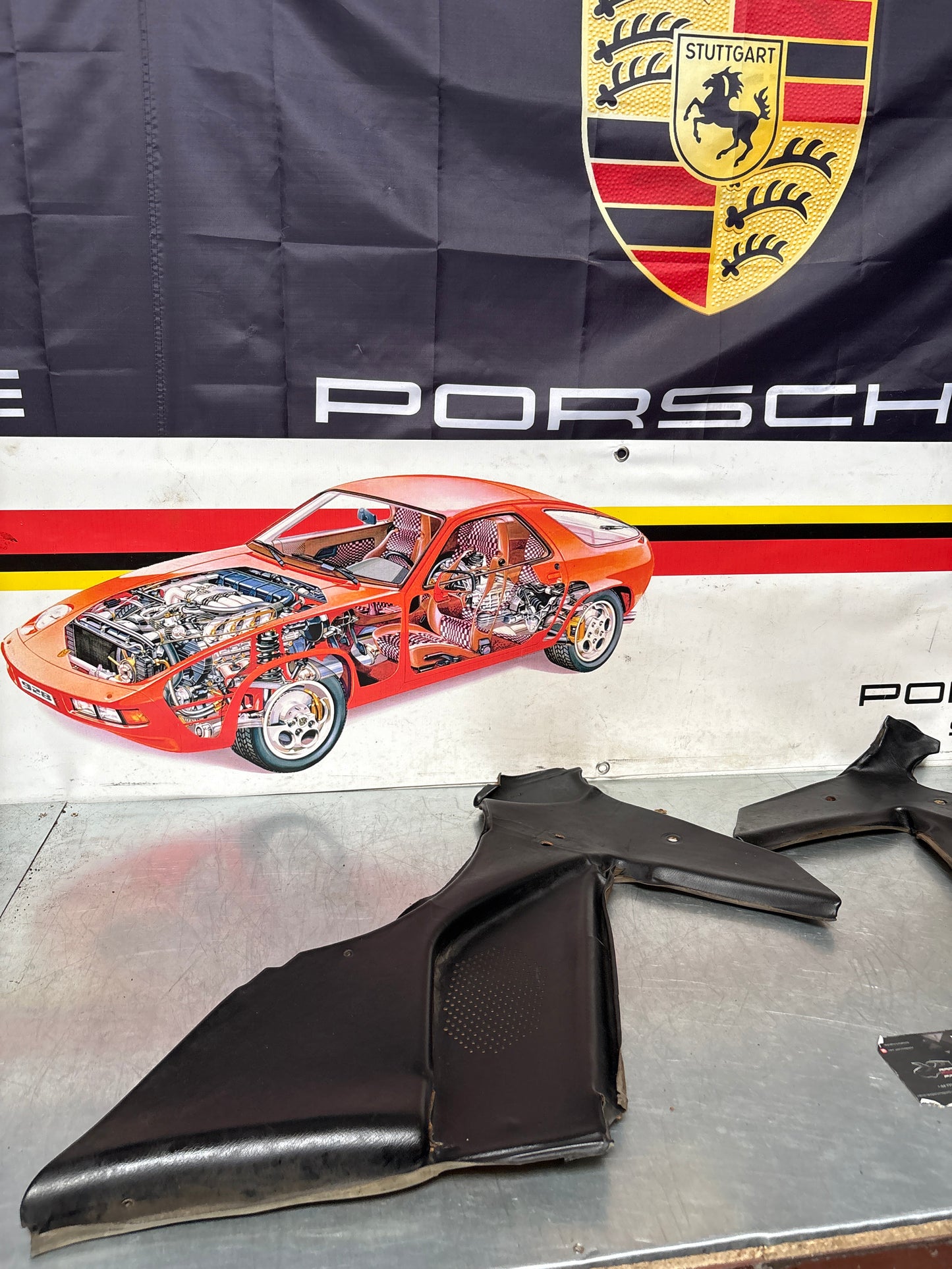 Porsche 944 924 black rear interior C Post trims/cards. Quarter panel trim used, poor condition 94455502101 94455502201