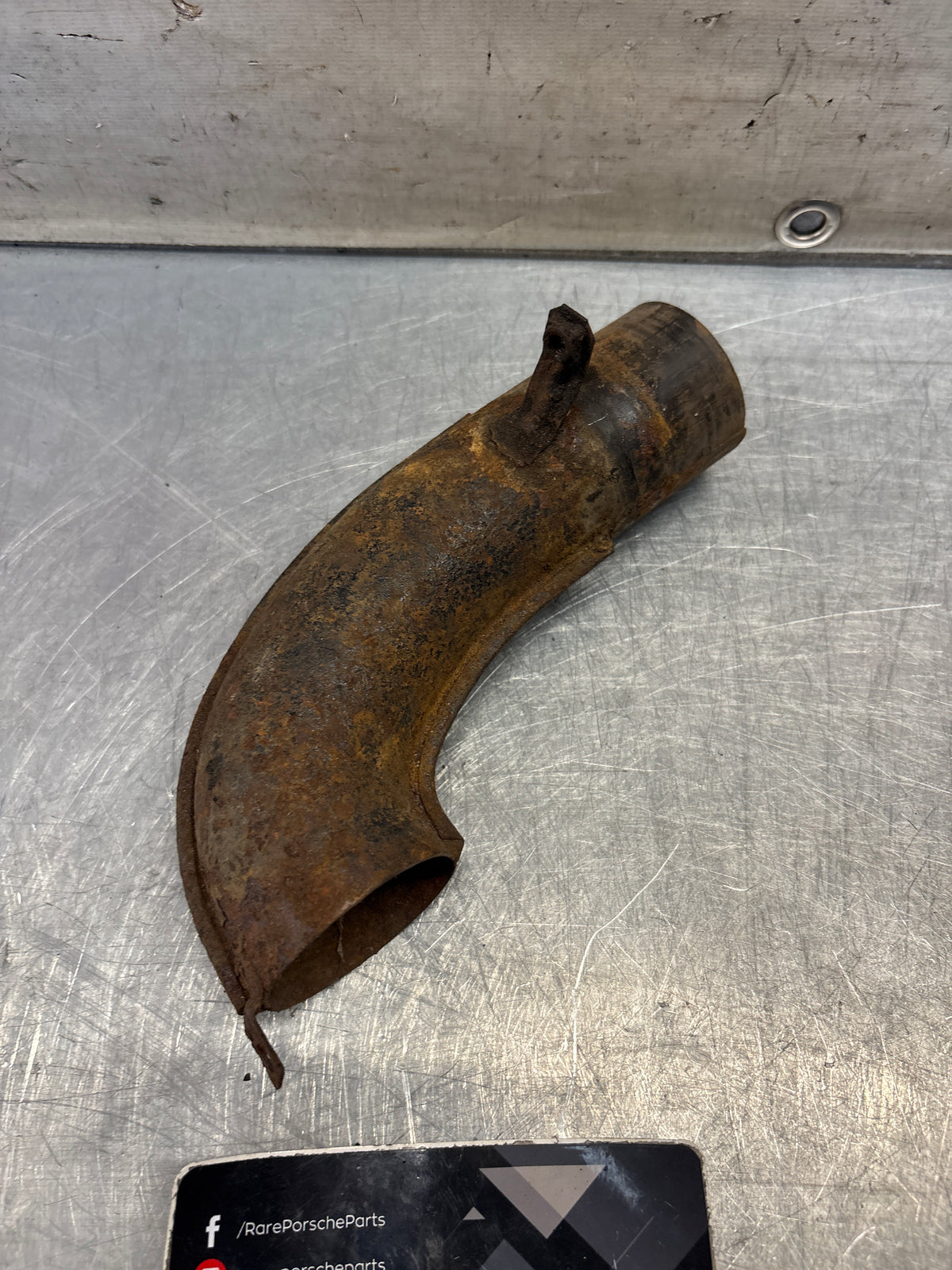 Porsche 914 left side hot air manifold, used PCG256331GRV