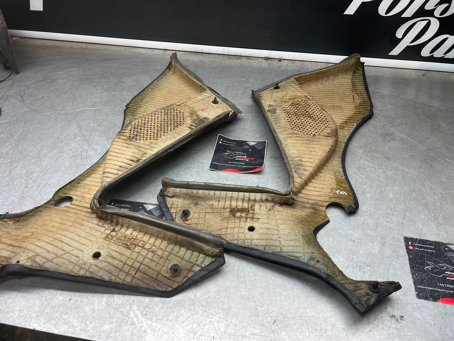 Porsche 944 black rear interior C Post trims/cards. Quarter panel trim used 944555021 944555022