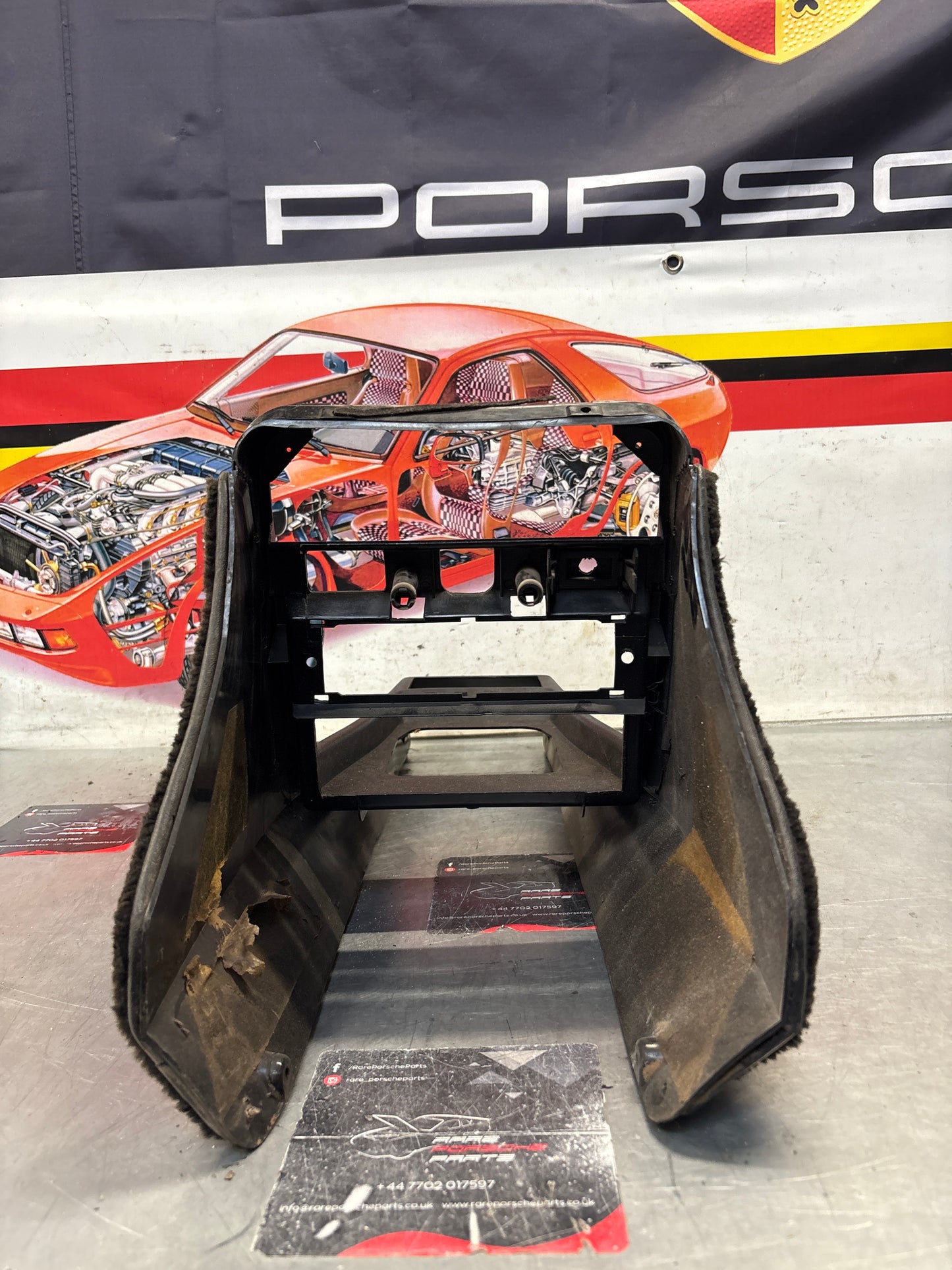 Porsche 924 centre console black, no switch holes 477857951  used