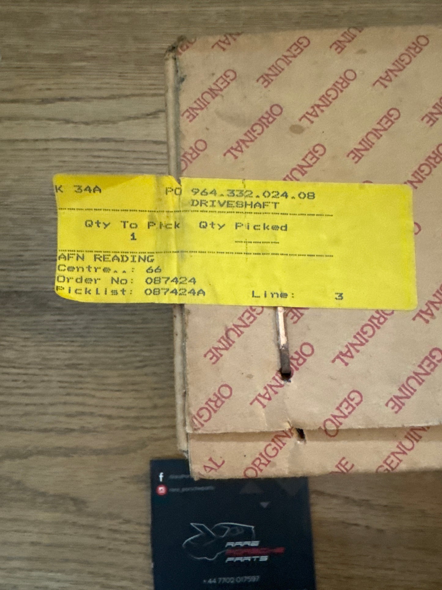 Porsche 964 ‘89-‘94 Driveshaft, manual 96333202408 New NOS