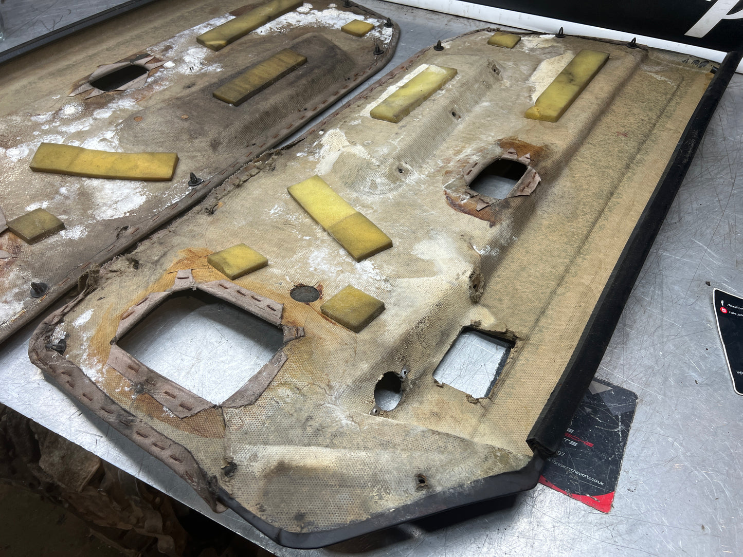 Porsche 924 944 -85.5 pair of Used RHD Porsche scripted door cards, 478867011 / 478867012 used spares or repairs